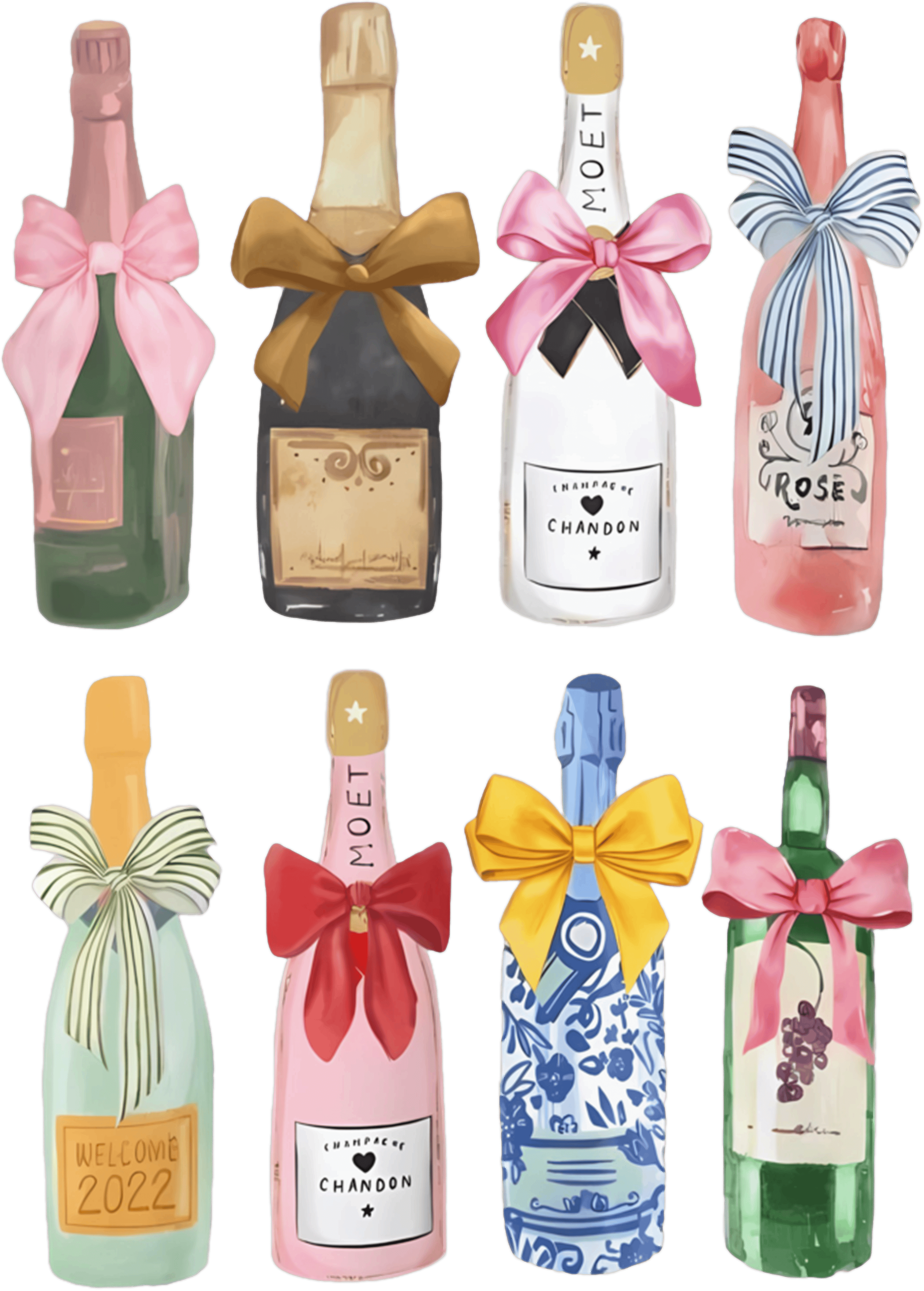 Champagne Bottle Collection DTF Transfer