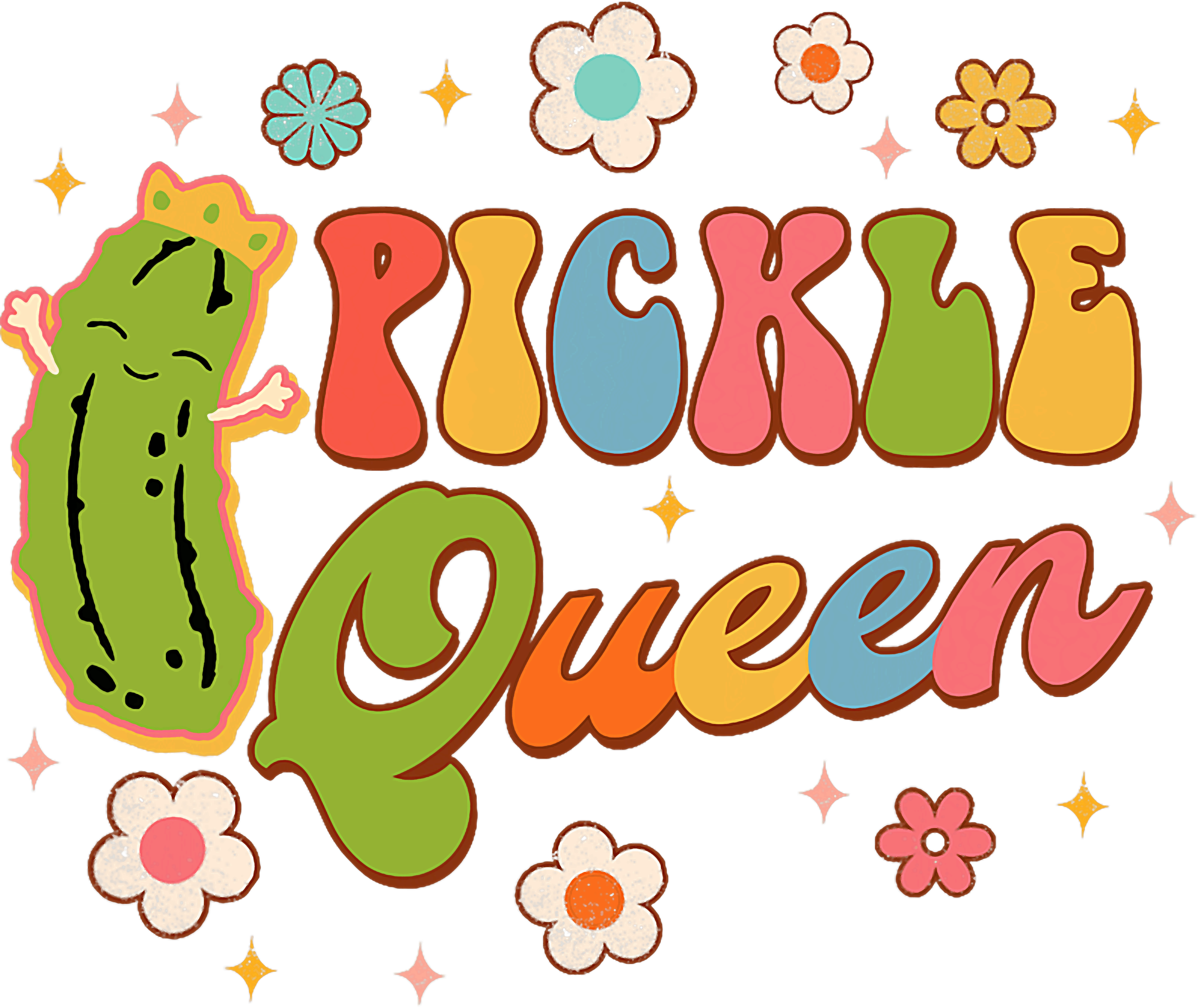 Pickle Queen Retro Groovy DTF Transfer