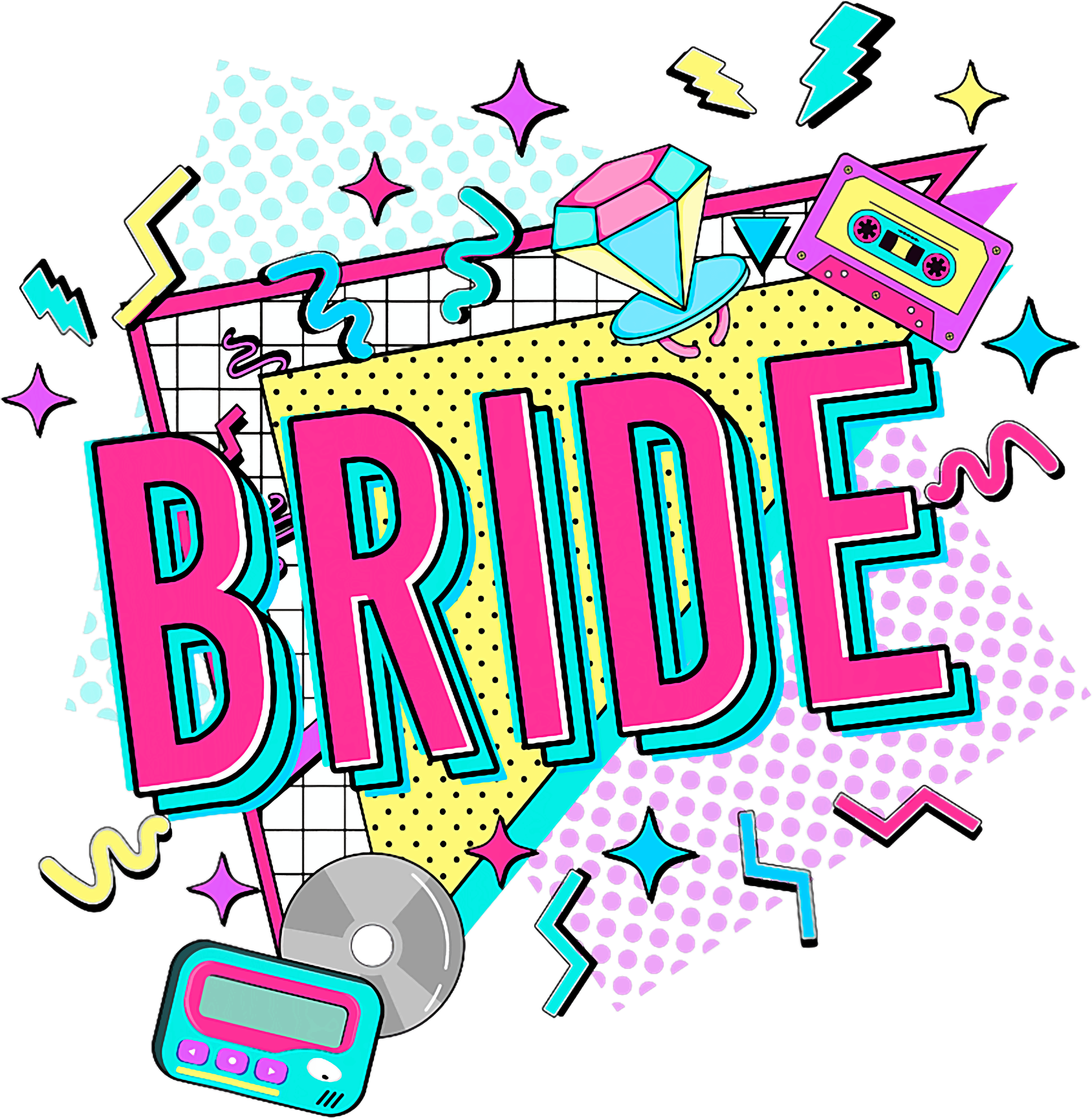 Bride Retro 80s 90s Neon Pop Art DTF Transfer