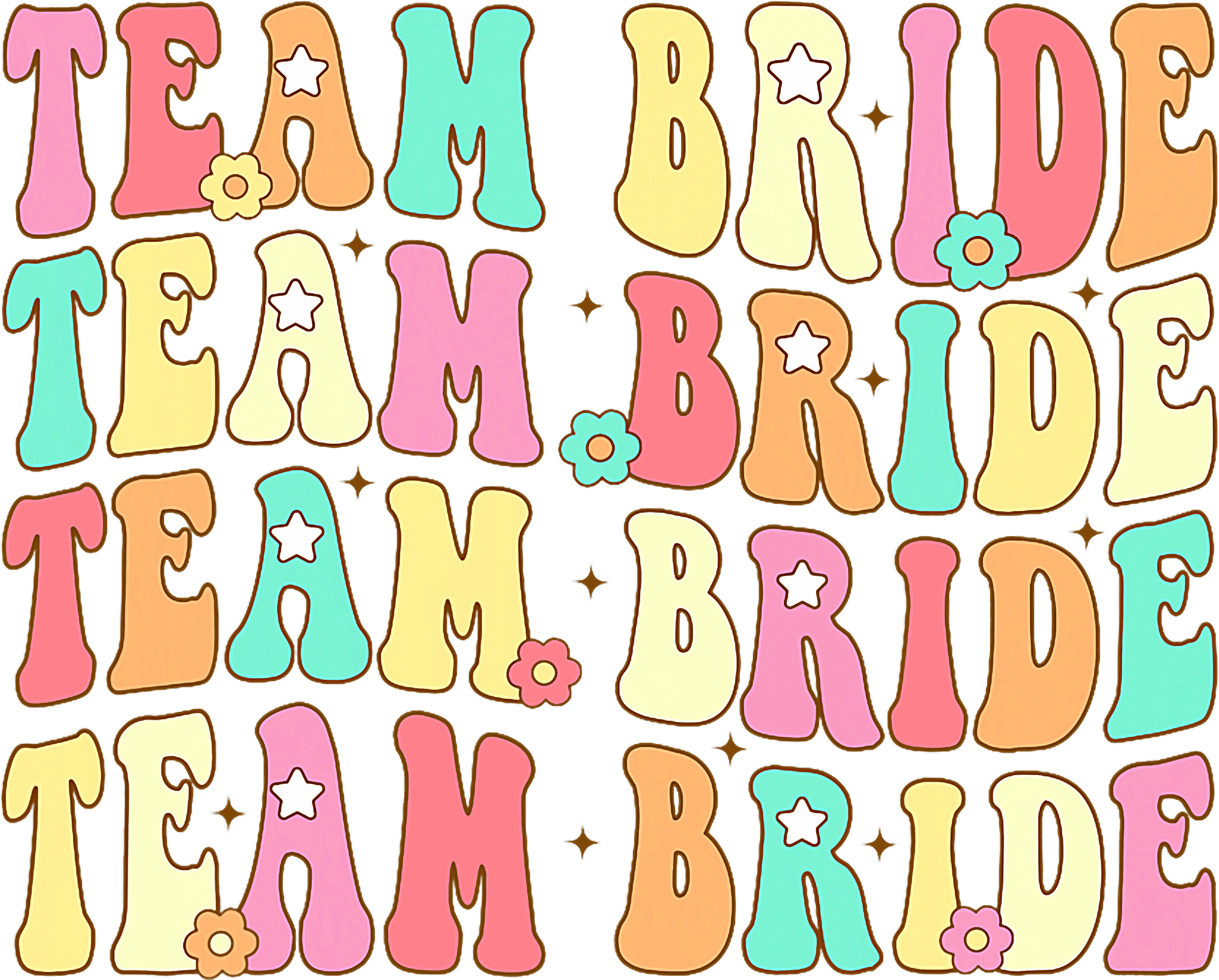 Team Bride Retro Groovy DTF Transfer
