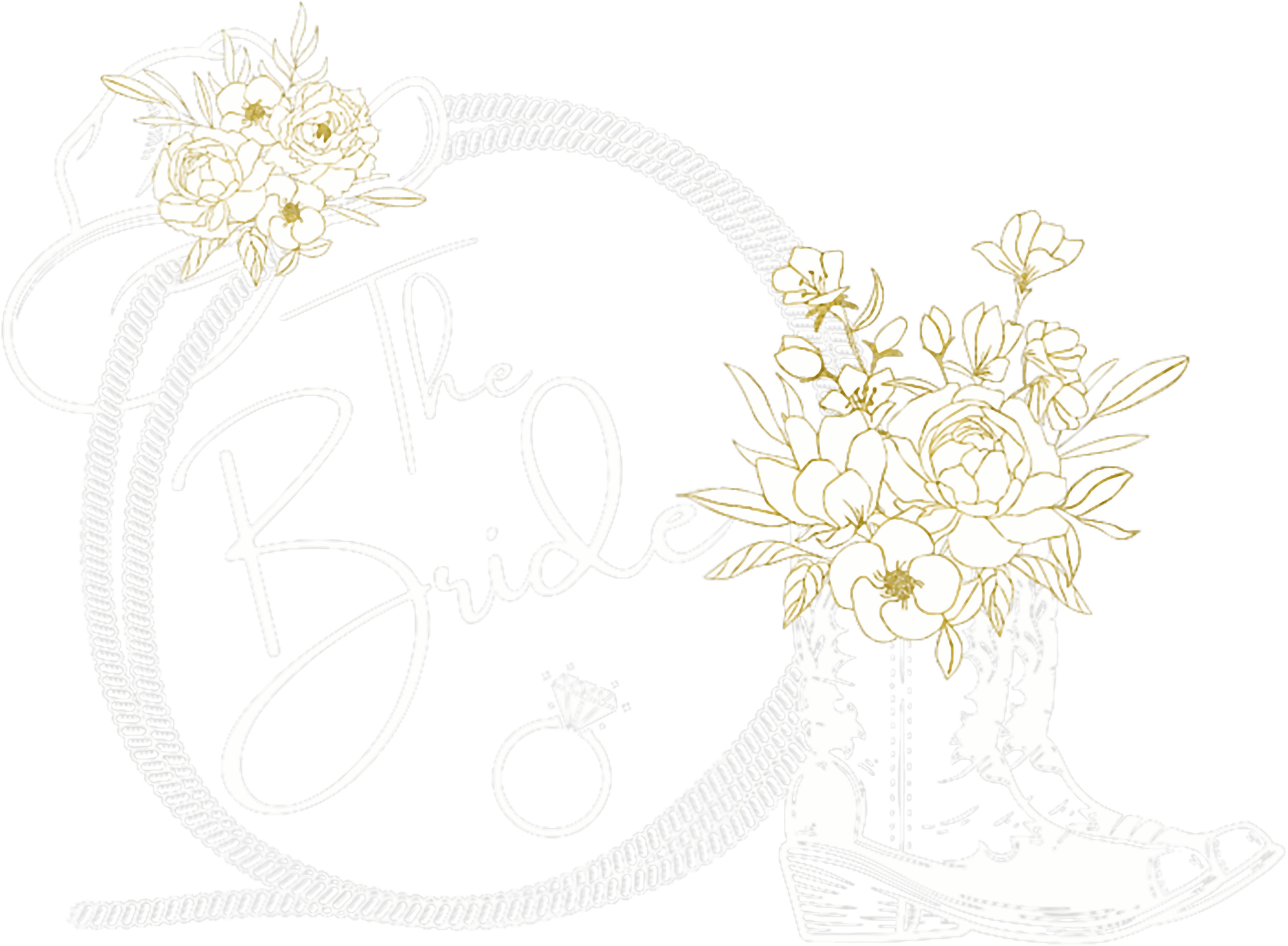 The Bride Western Floral Horseshoe DTF Transfer