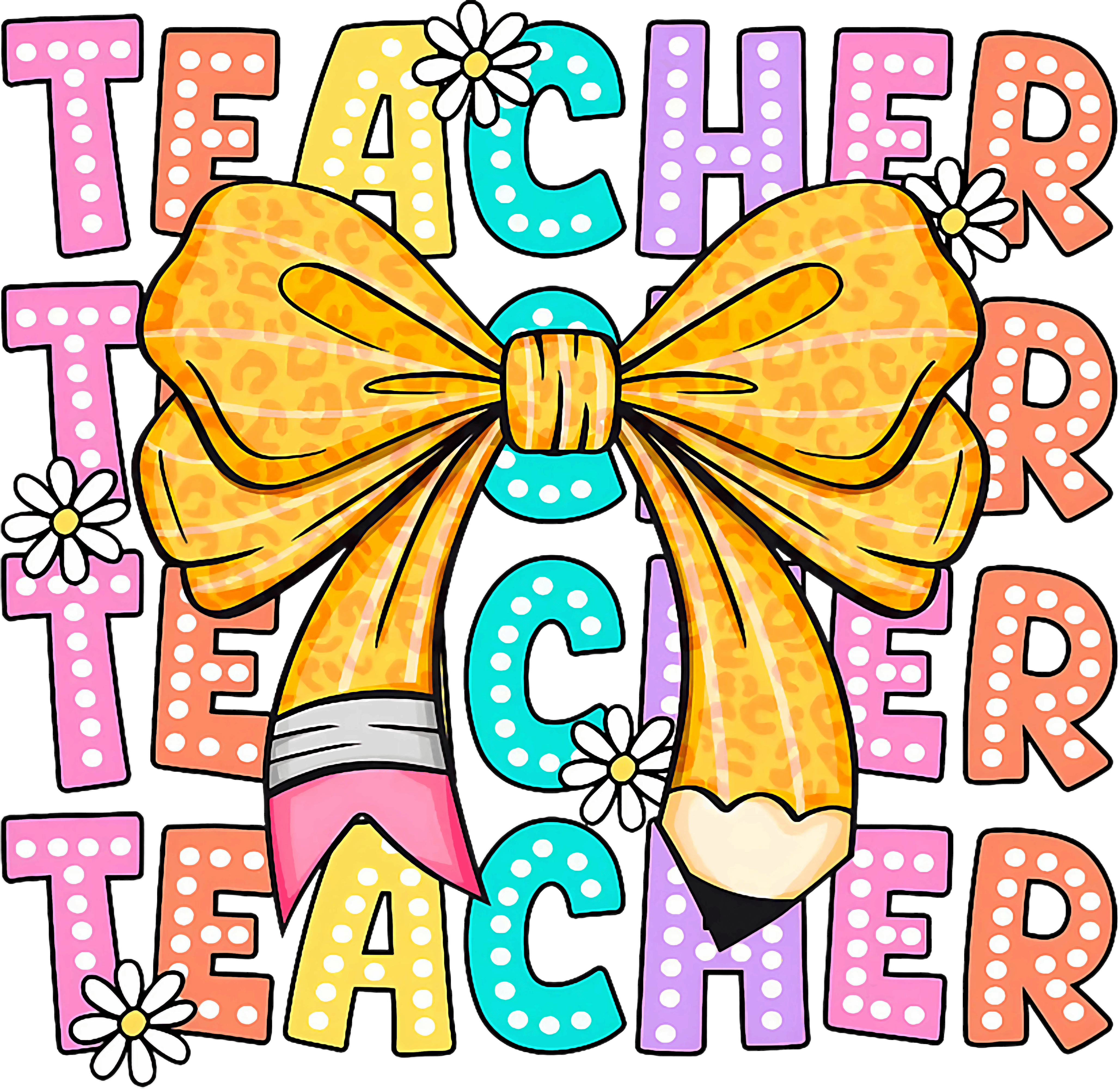 Teacher Bow Coquette Style DTF Transfer