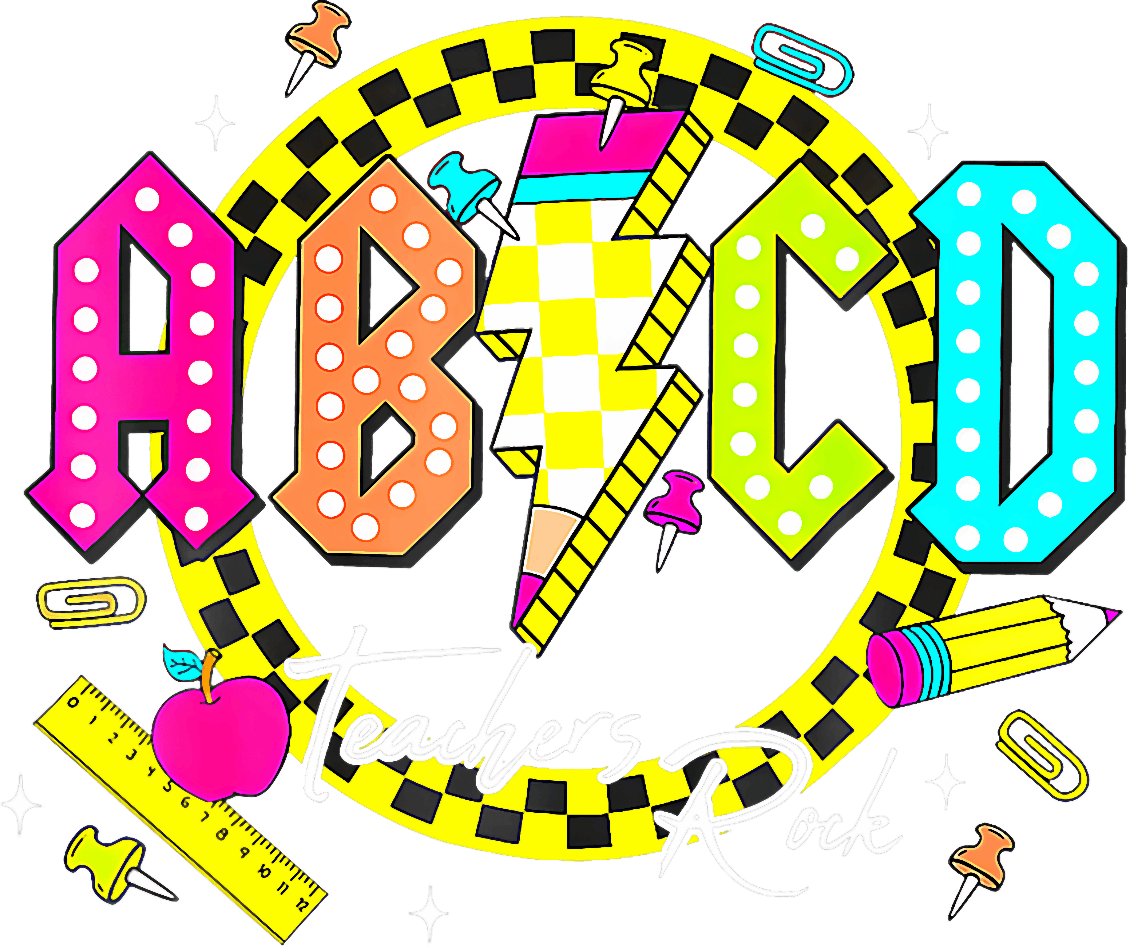 Teachers Rock ABCD DTF Transfer
