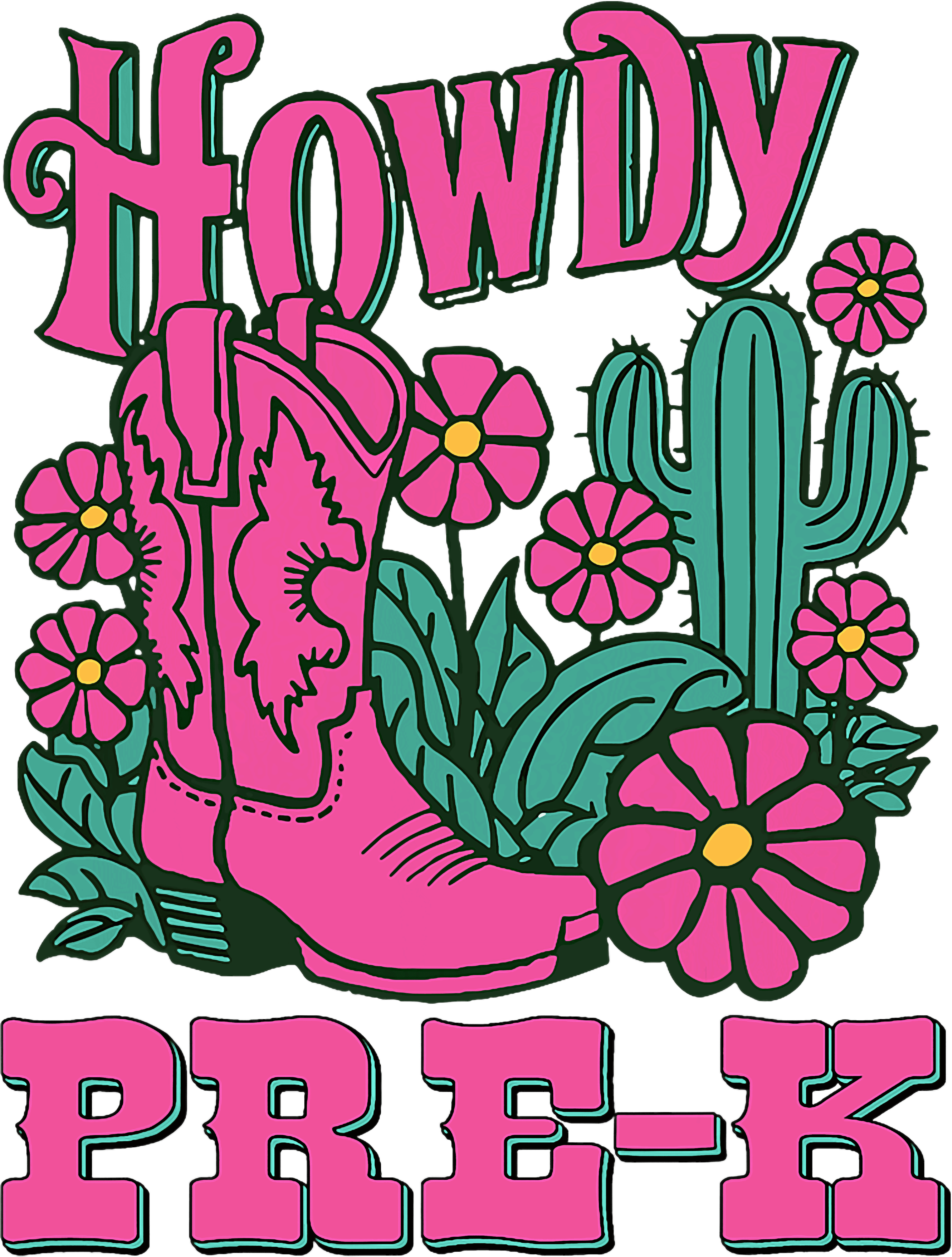 Howdy PreK Western Teacher DTF Transfer