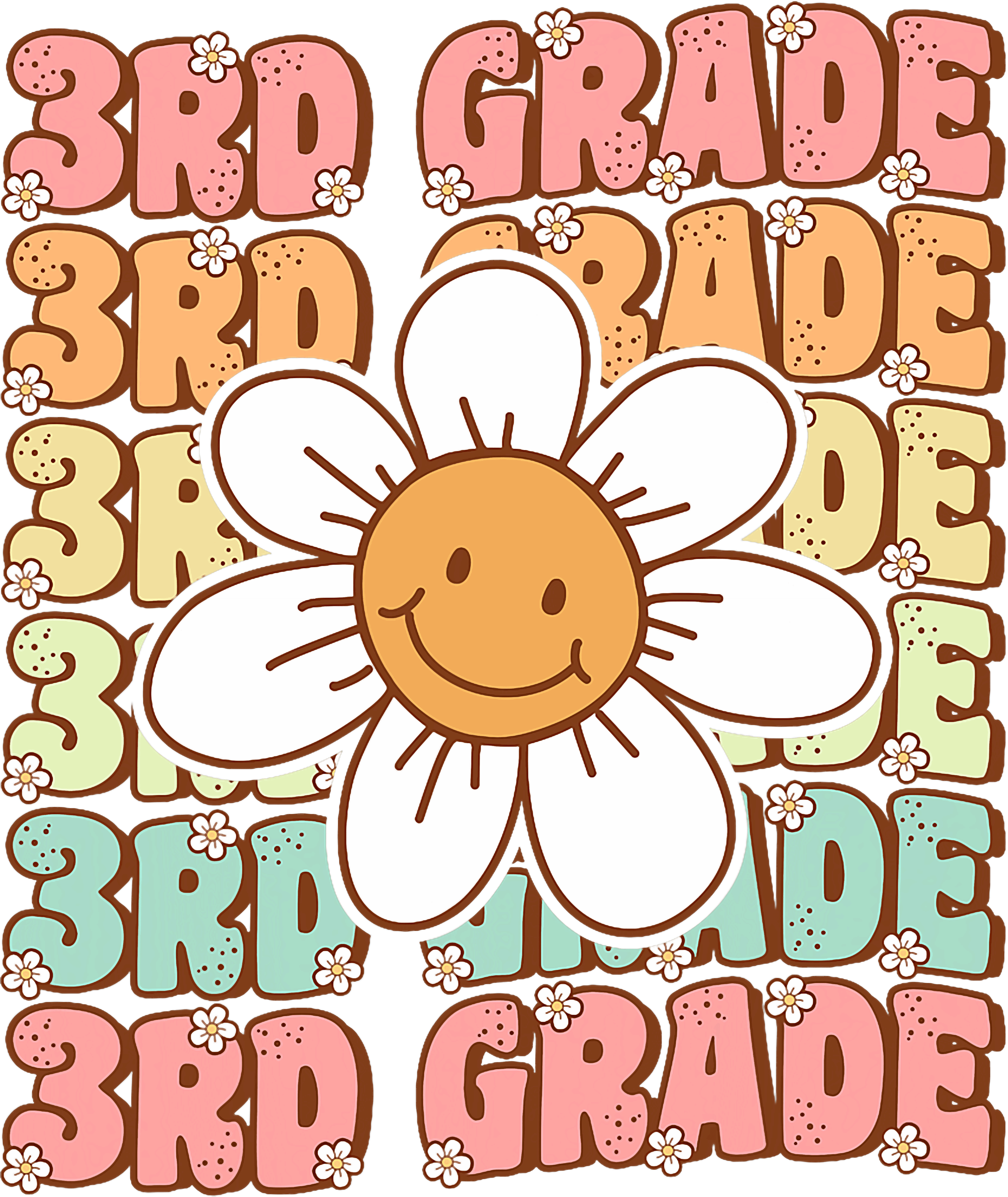 3rd Grade Retro Daisy Teacher DTF Transfer