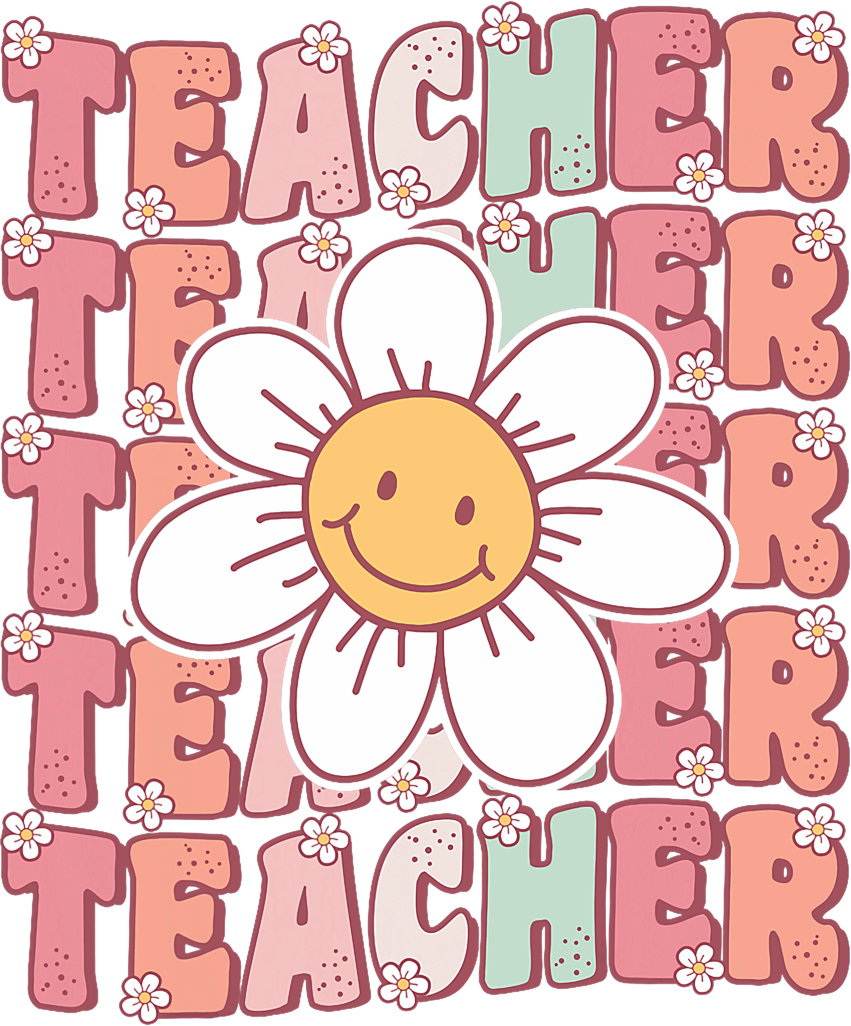 Teacher Daisy Retro DTF Transfer
