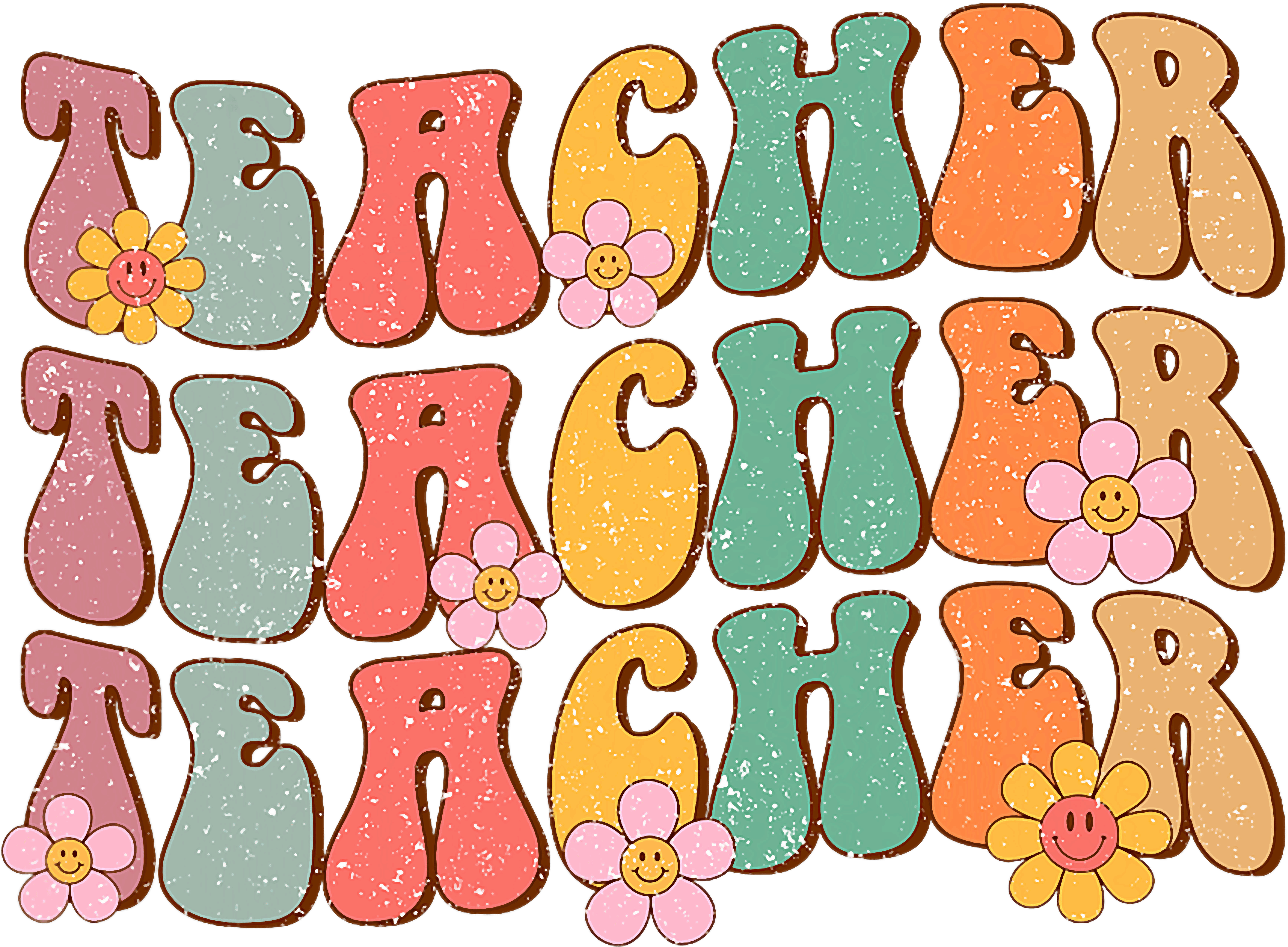 Teacher Retro Flower DTF Transfer