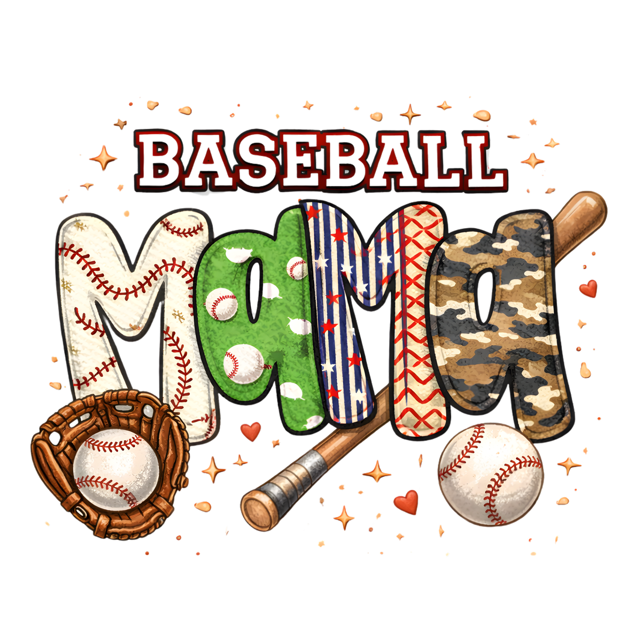 Patchwork Baseball Mom DTF Transfer