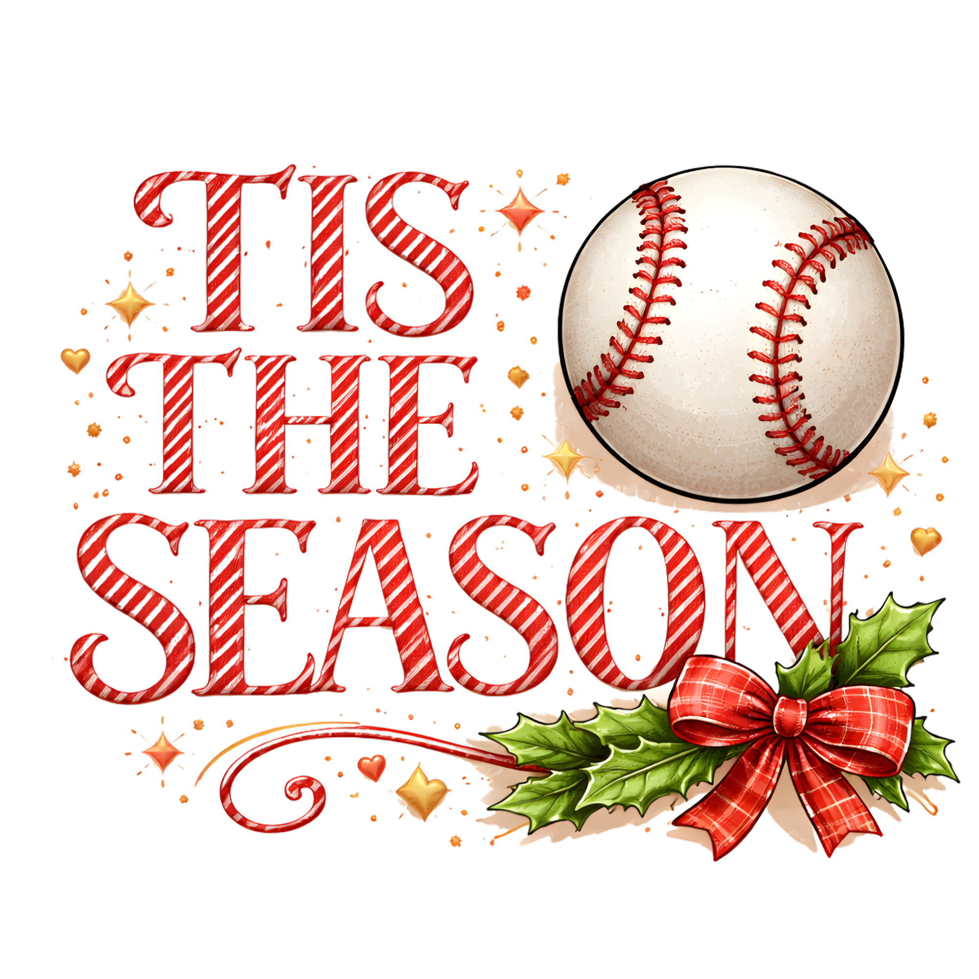 Christmas Baseball Season DTF Transfer