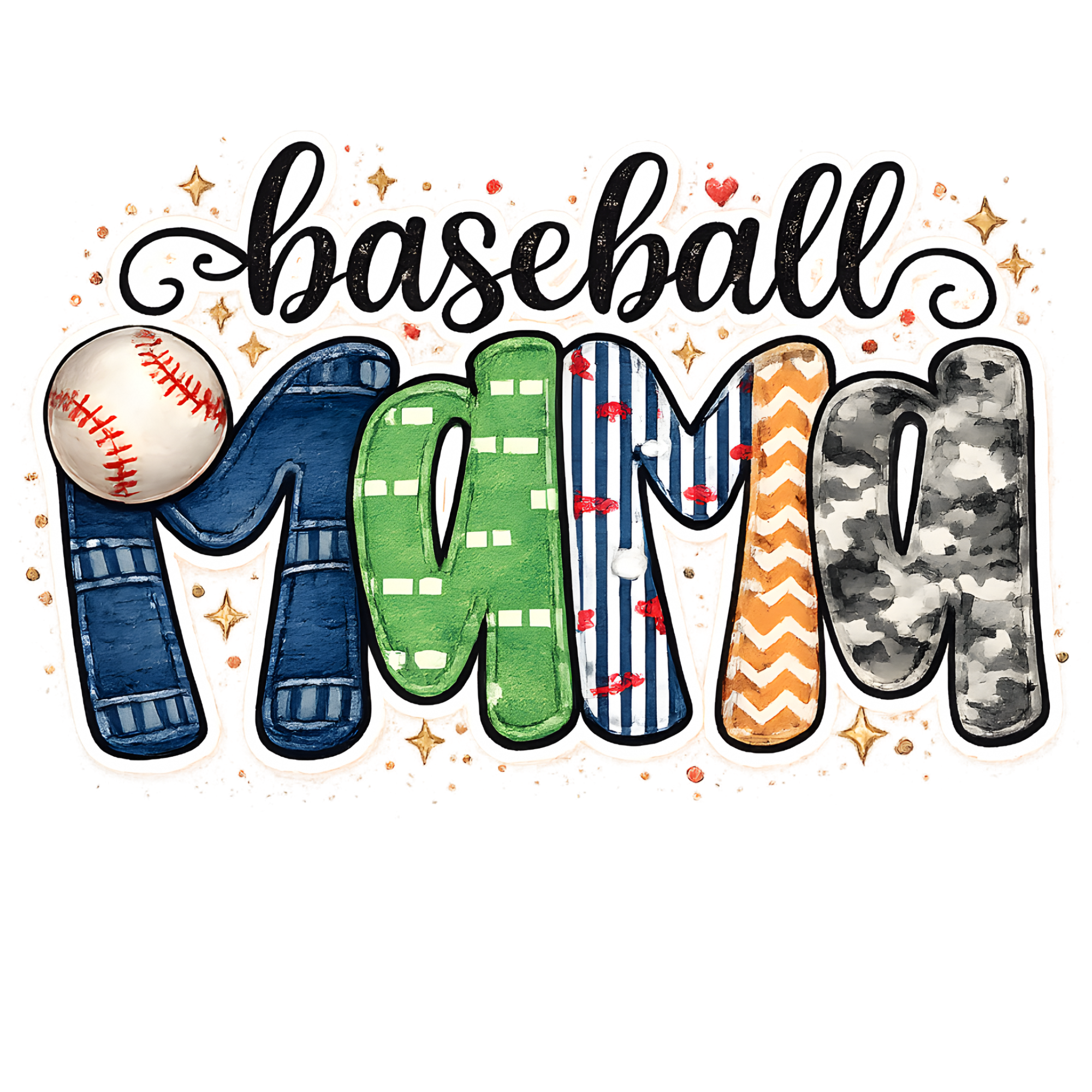 Patchwork Baseball Mom DTF Transfer