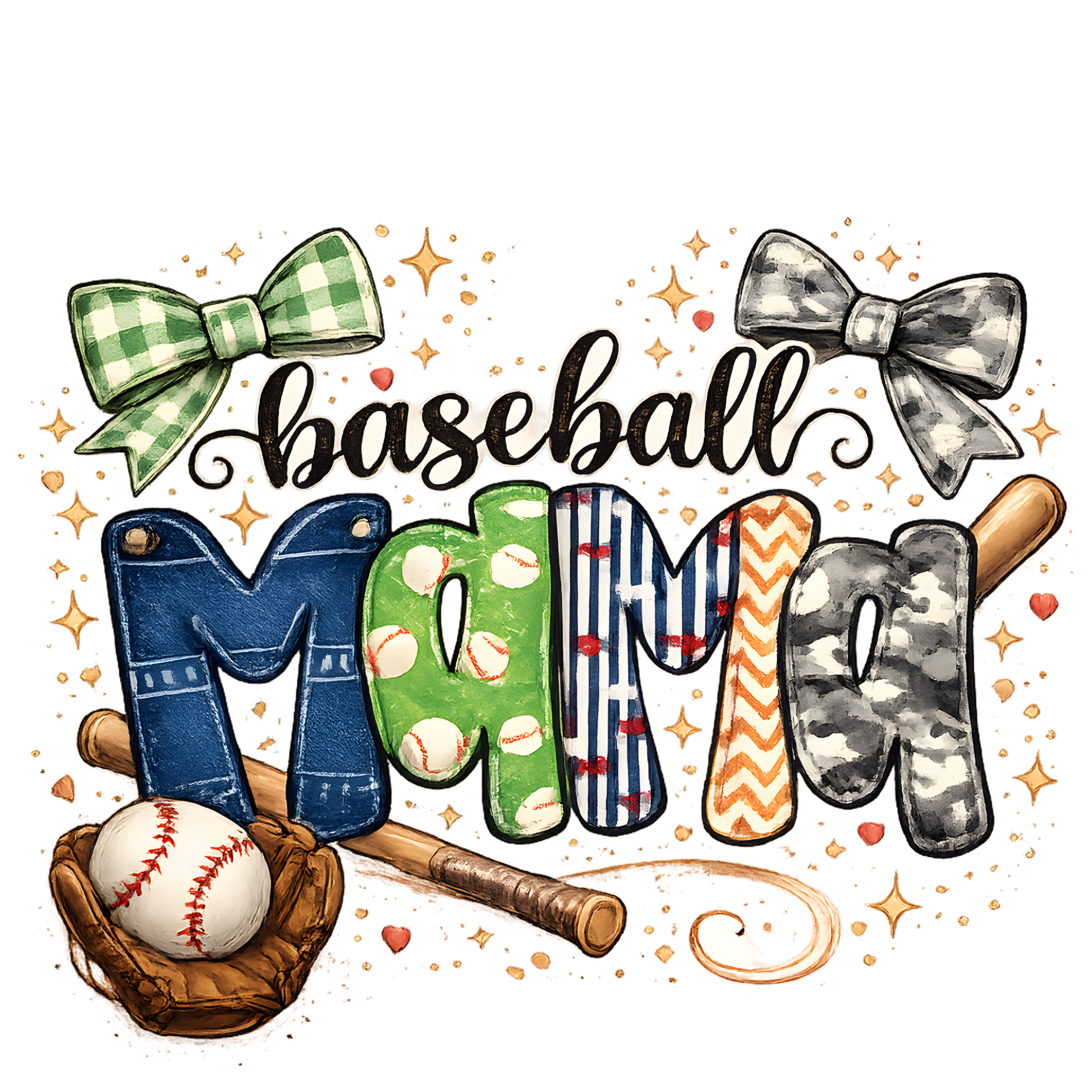 Bow Baseball Mom DTF Transfer