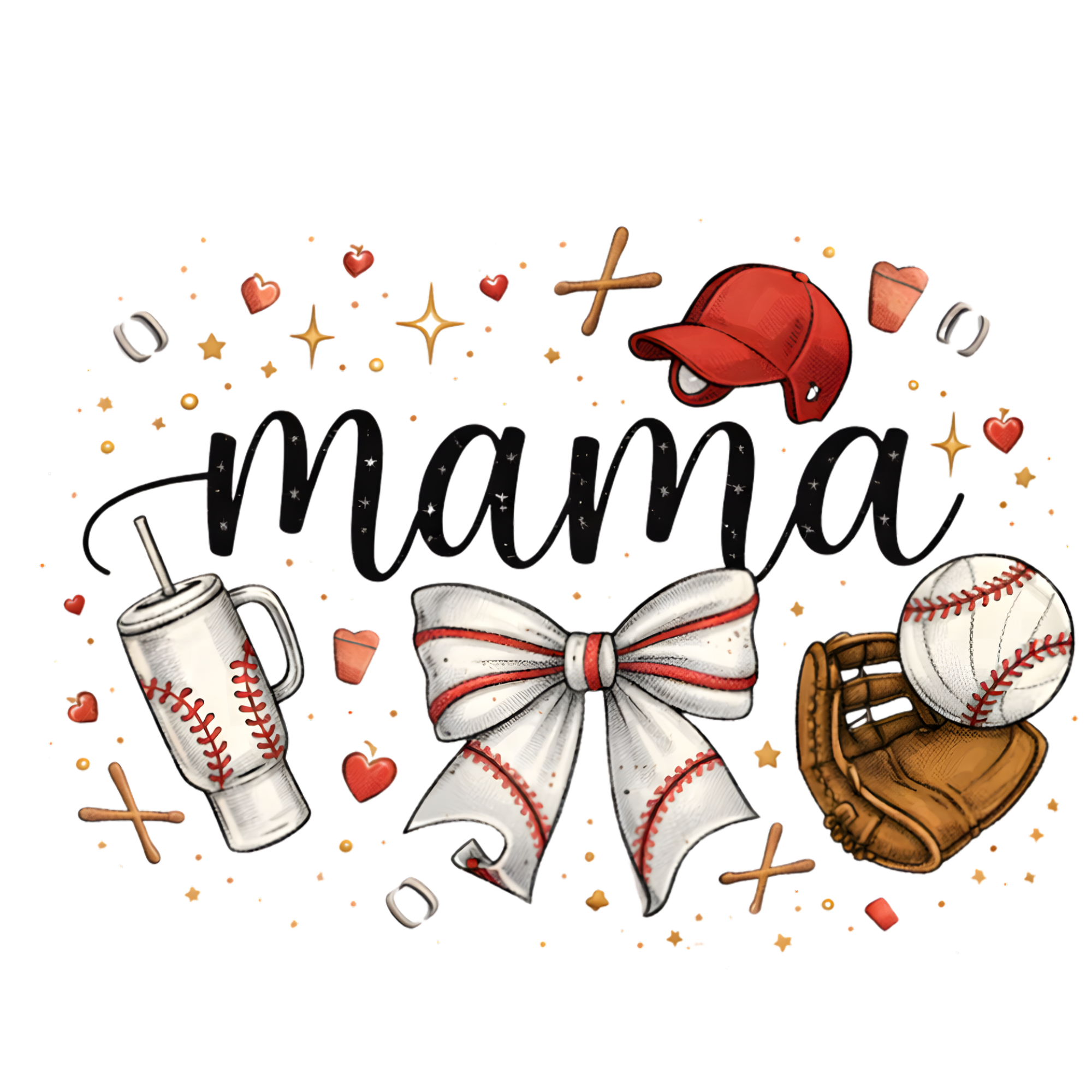 Baseball Mama Bow DTF Transfer