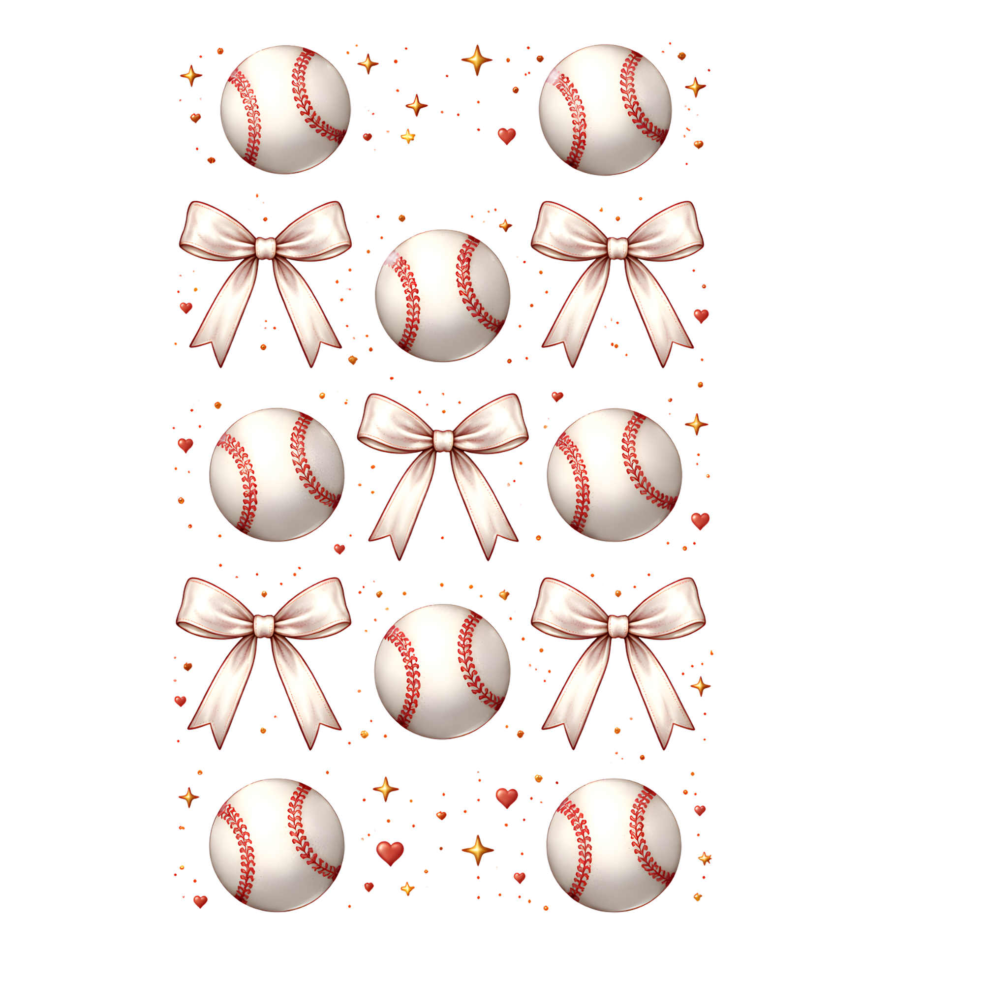 Baseball Bow Pattern DTF Transfer