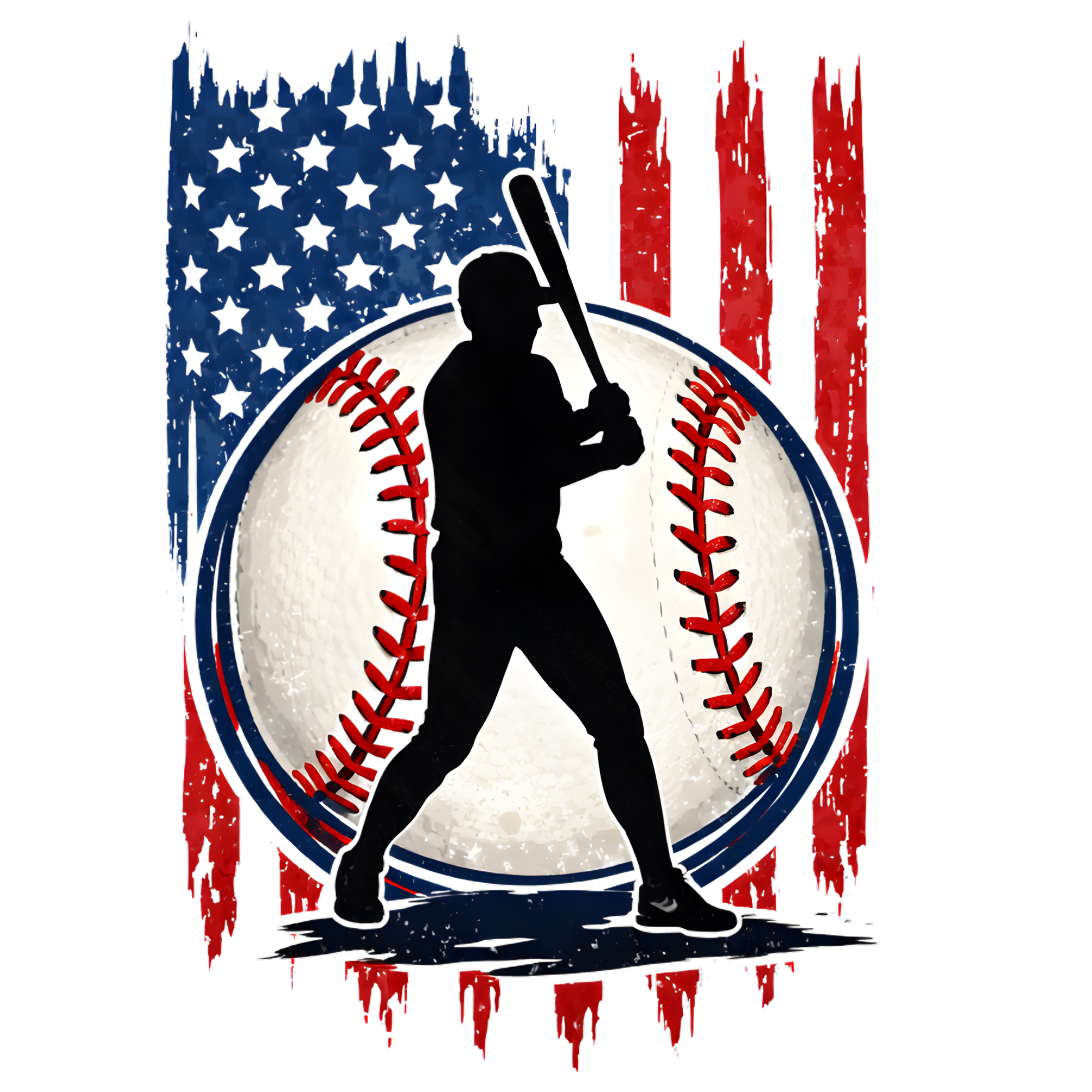 Patriotic Baseball Silhouette DTF Transfer
