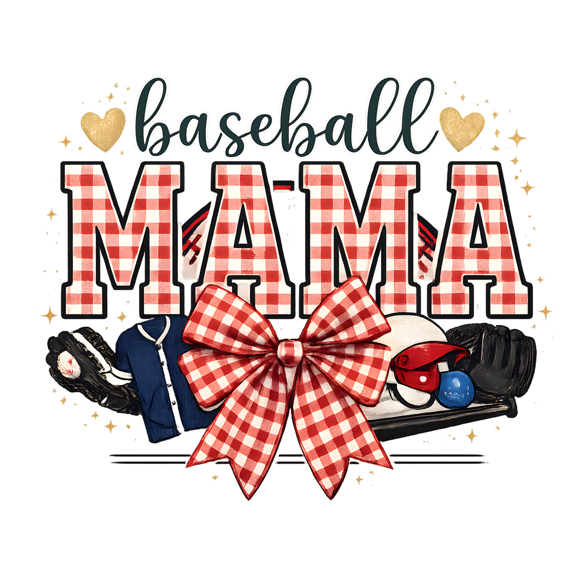 Gingham Baseball Mama DTF Transfer