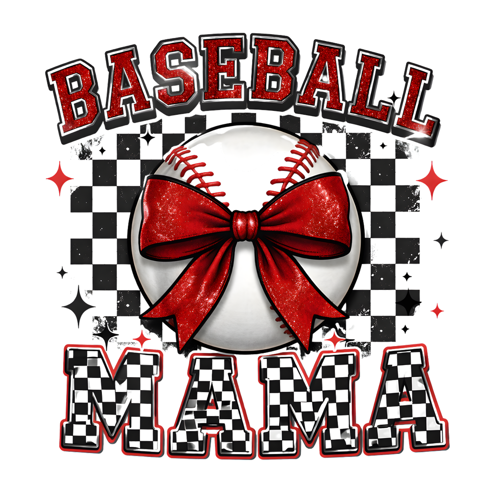 Checkered Baseball Mama DTF Transfer