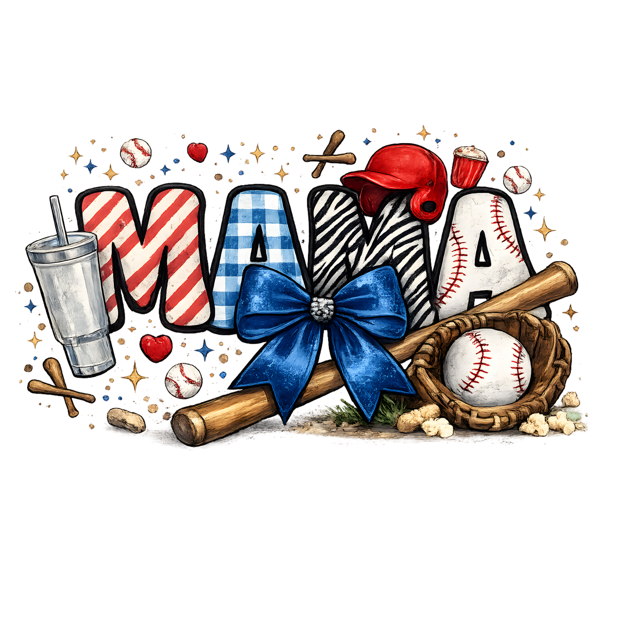 Patriotic Baseball Mama DTF Transfer
