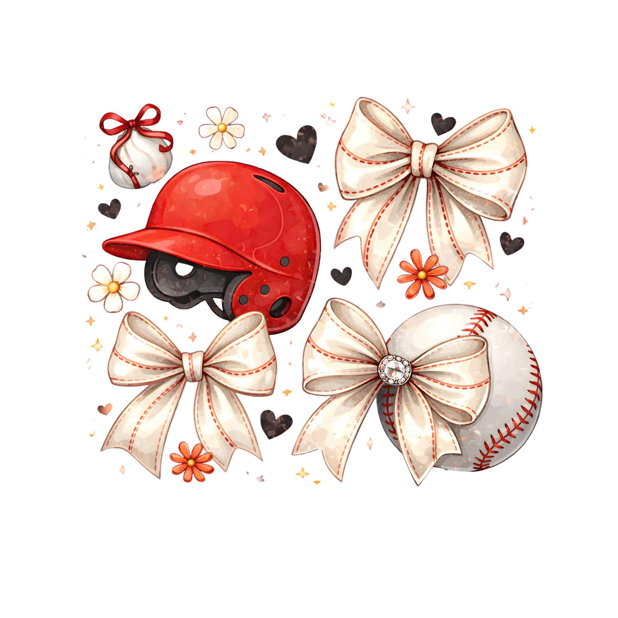 Baseball Helmet Bow DTF Transfer