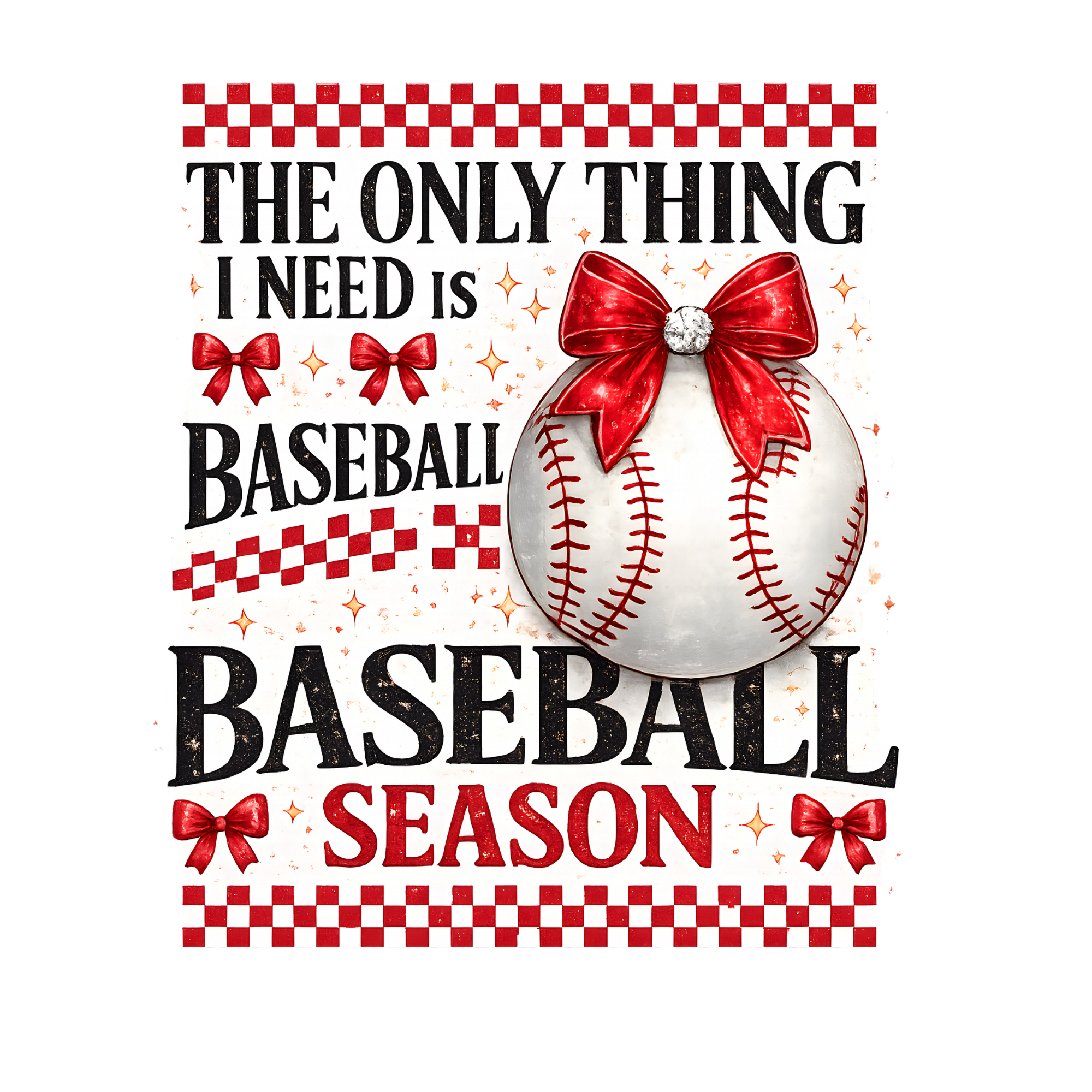 Baseball Season Bow DTF Transfer