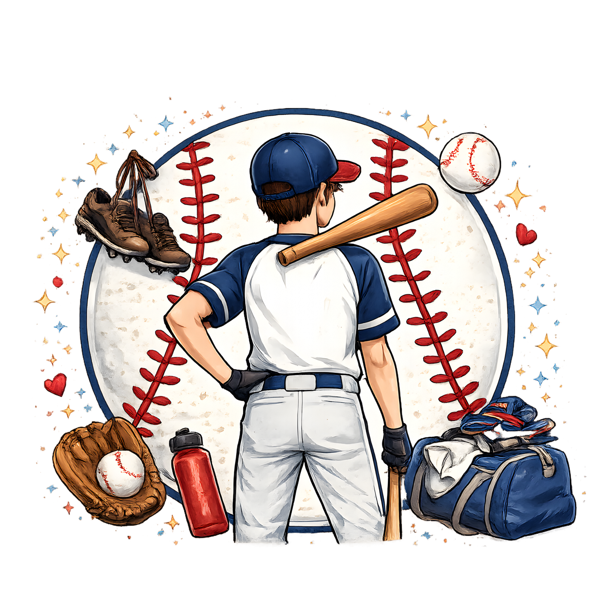 Baseball Player Equipment DTF Transfer