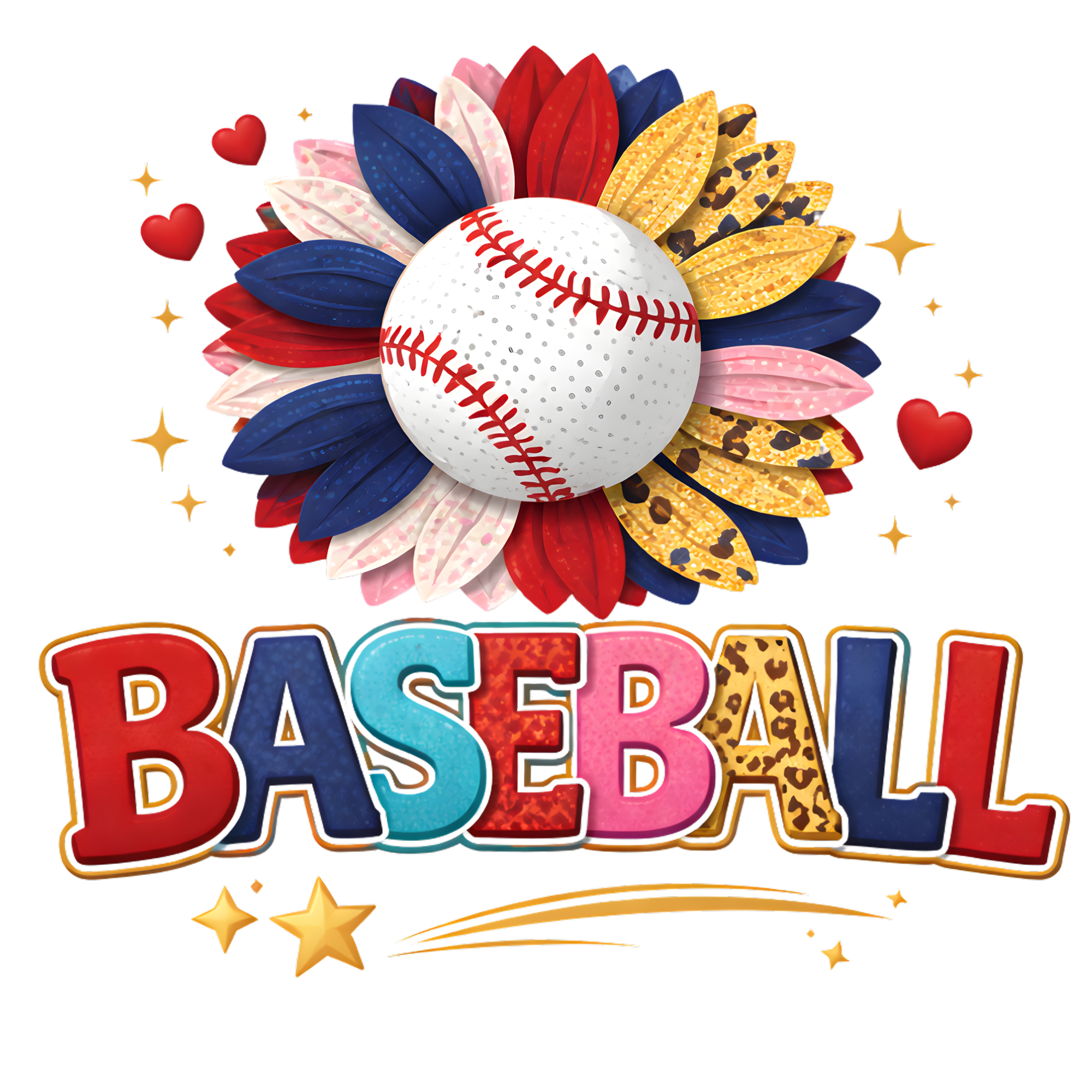 Baseball Sunflower DTF Transfer