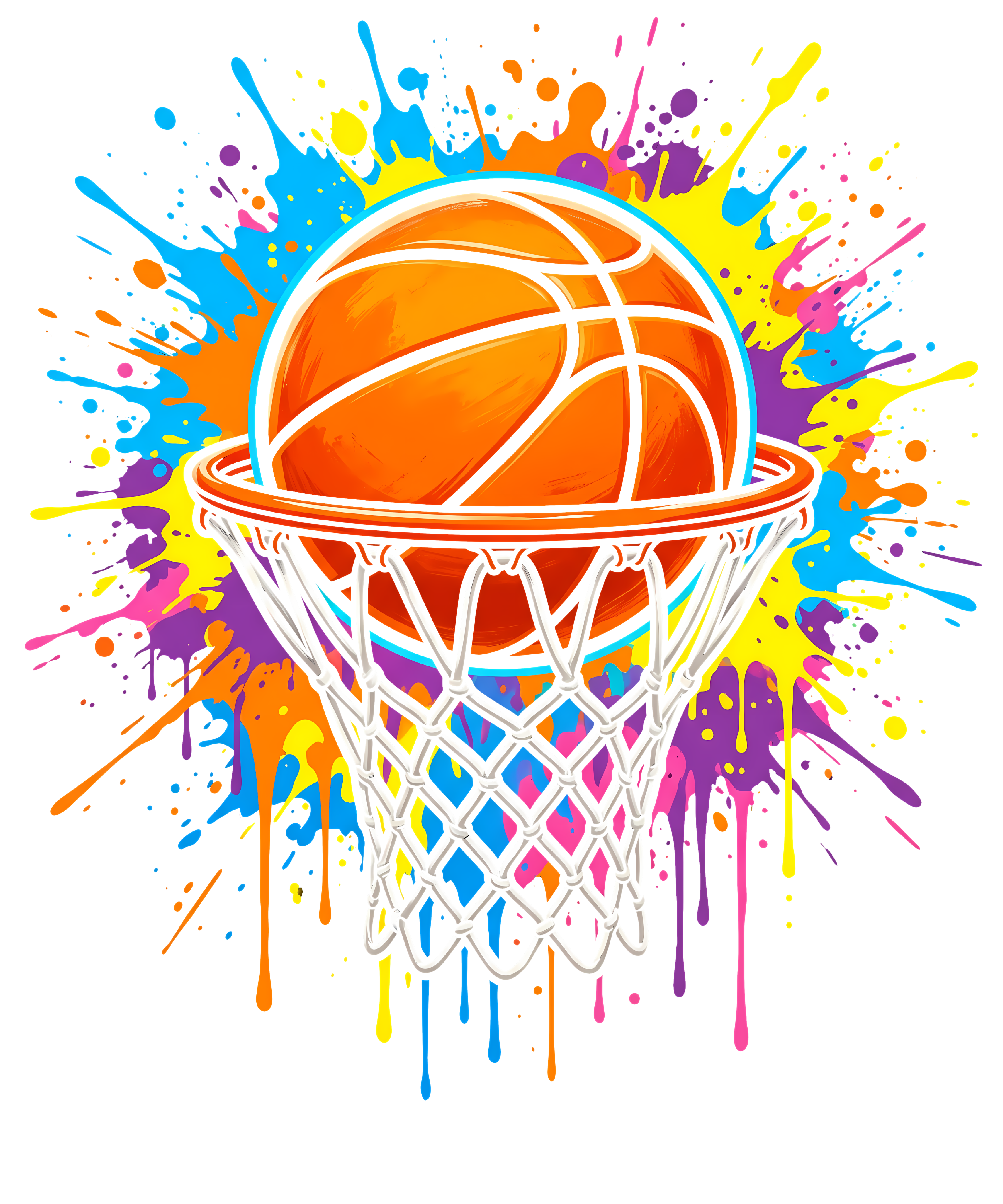 Colorful Basketball Hoop DTF Transfer