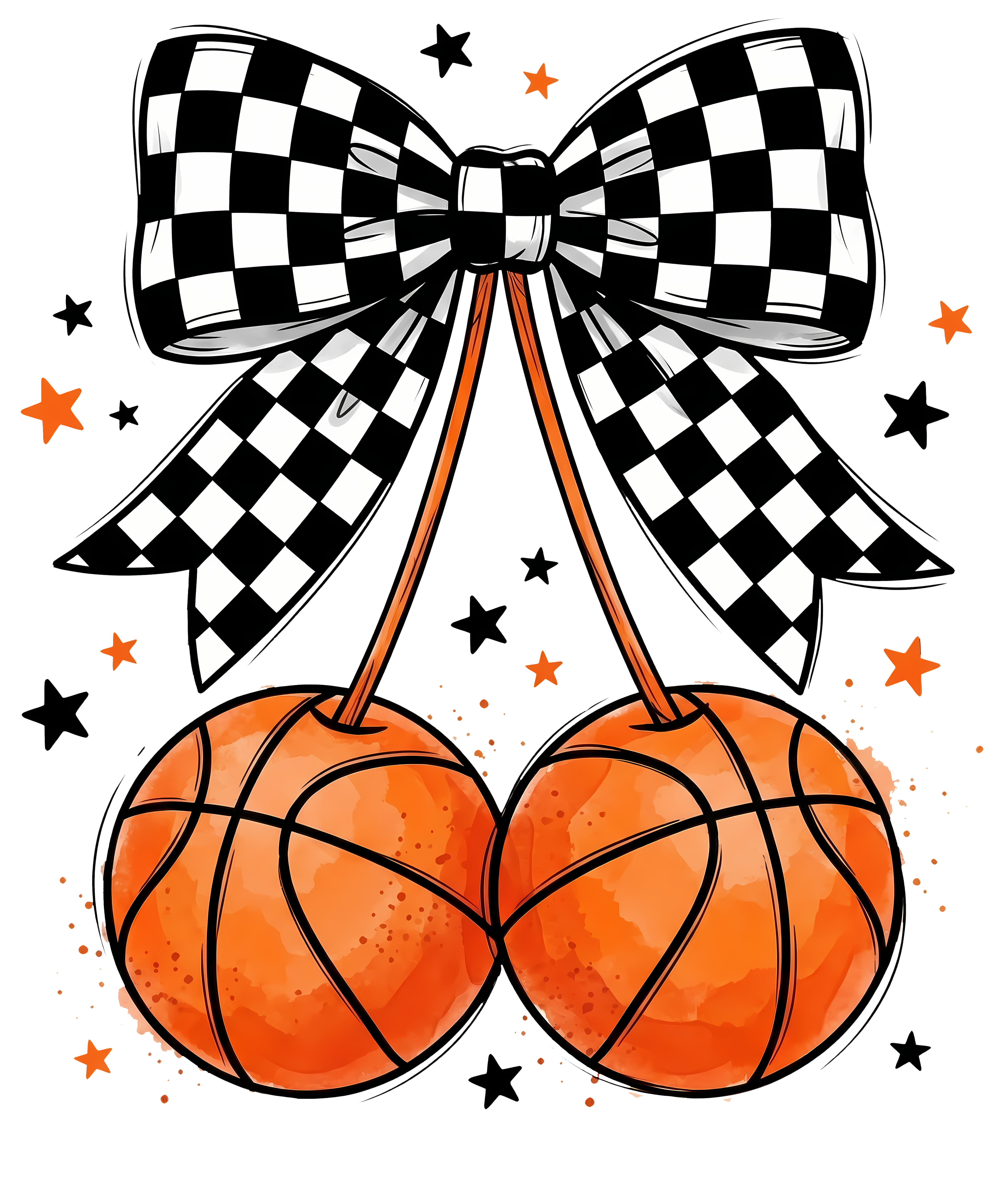 Basketball Checkered Bow DTF Transfer