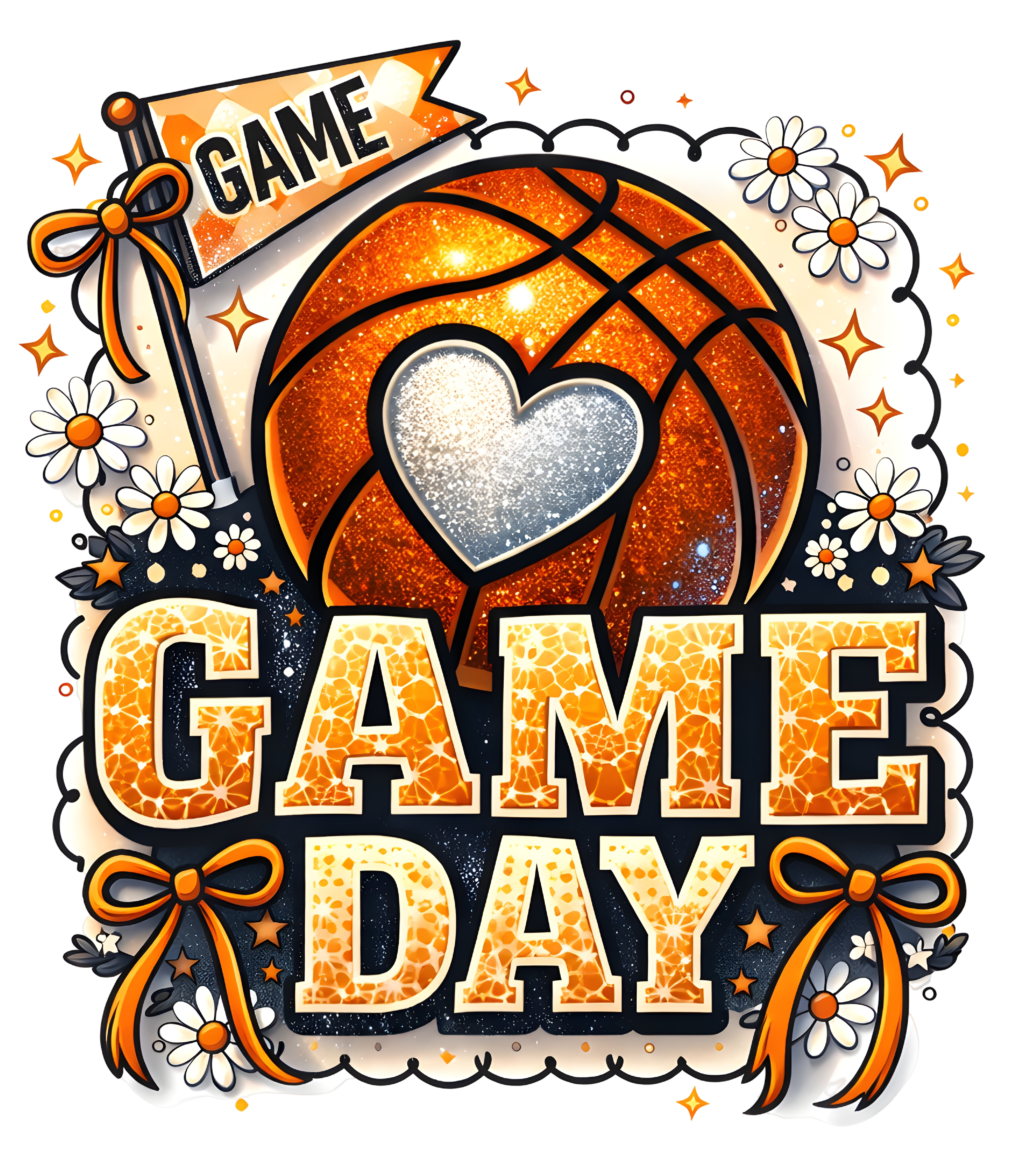 Glitter Basketball Game Day DTF Transfer