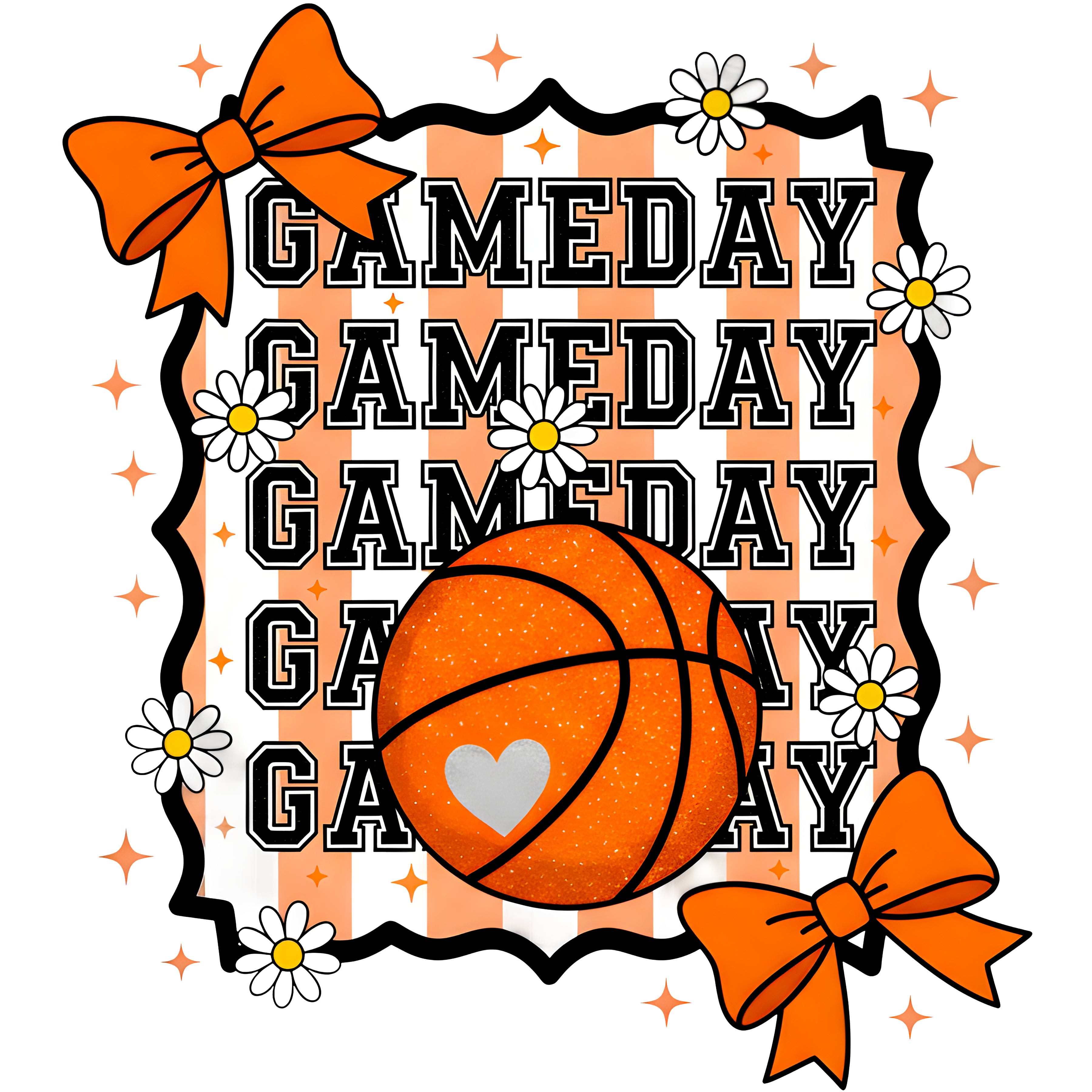 Floral Basketball Game Day DTF Transfer