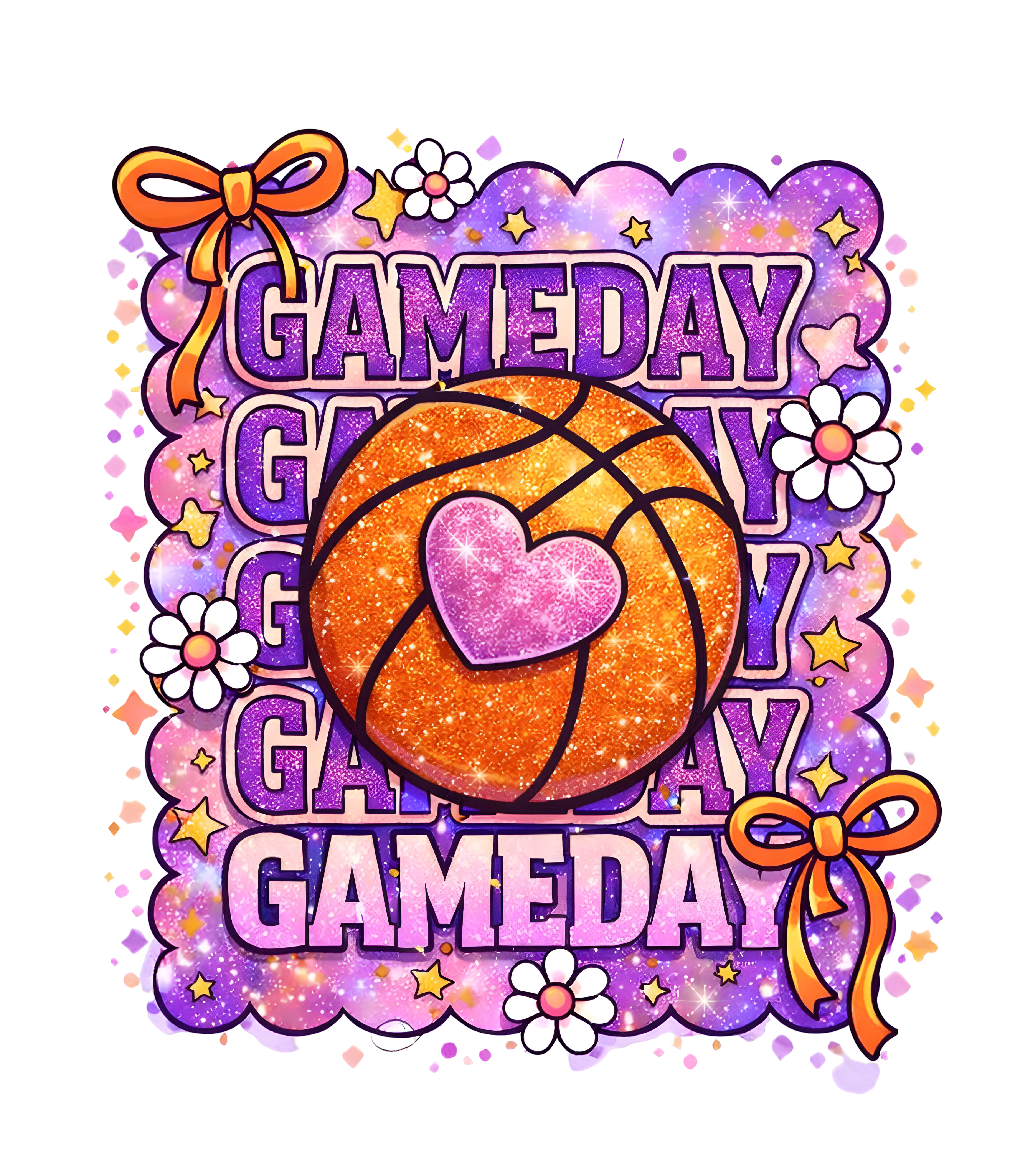 Glitter Basketball Game Day DTF Transfer