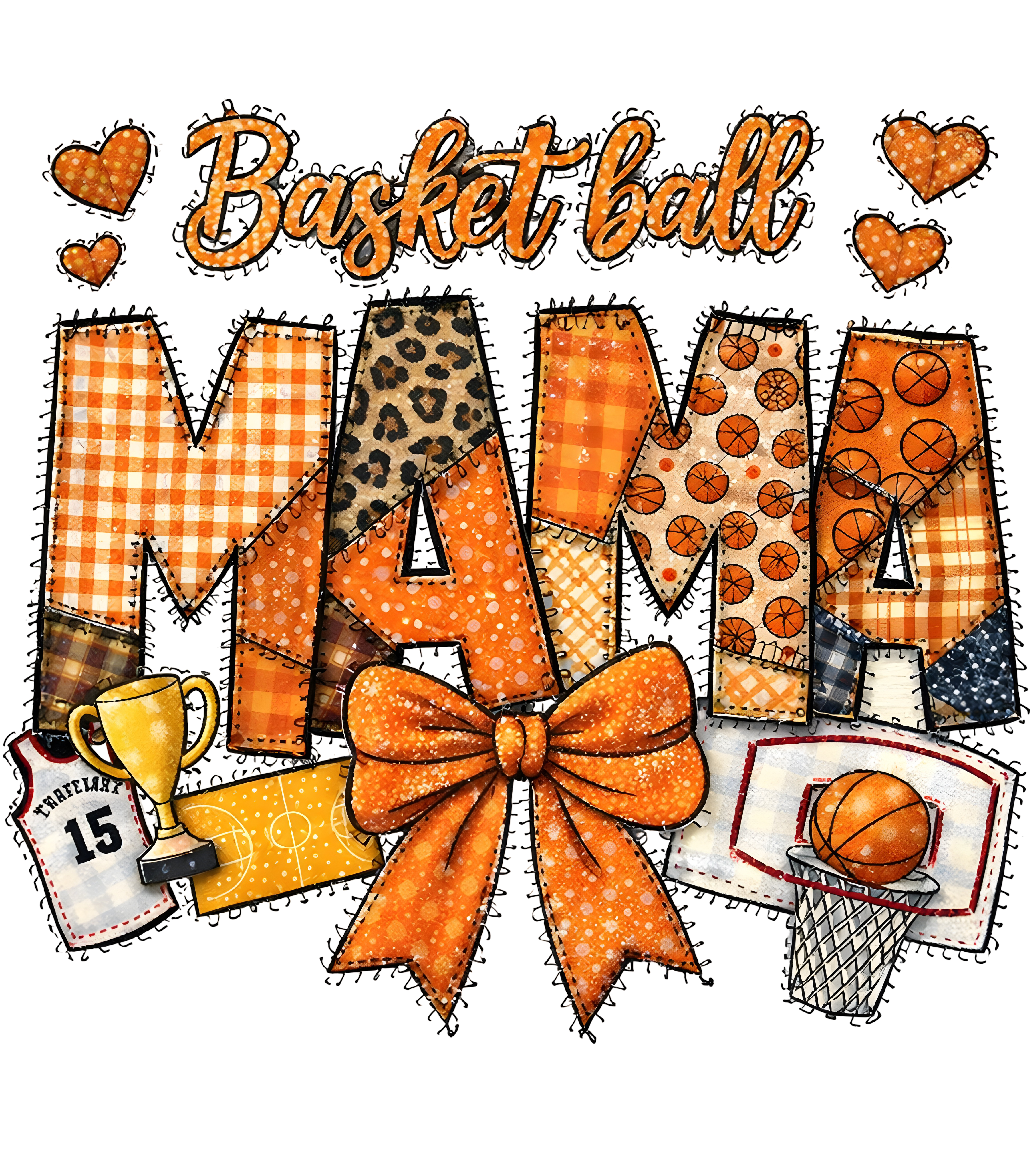 Patchwork Basketball Mama DTF Transfer