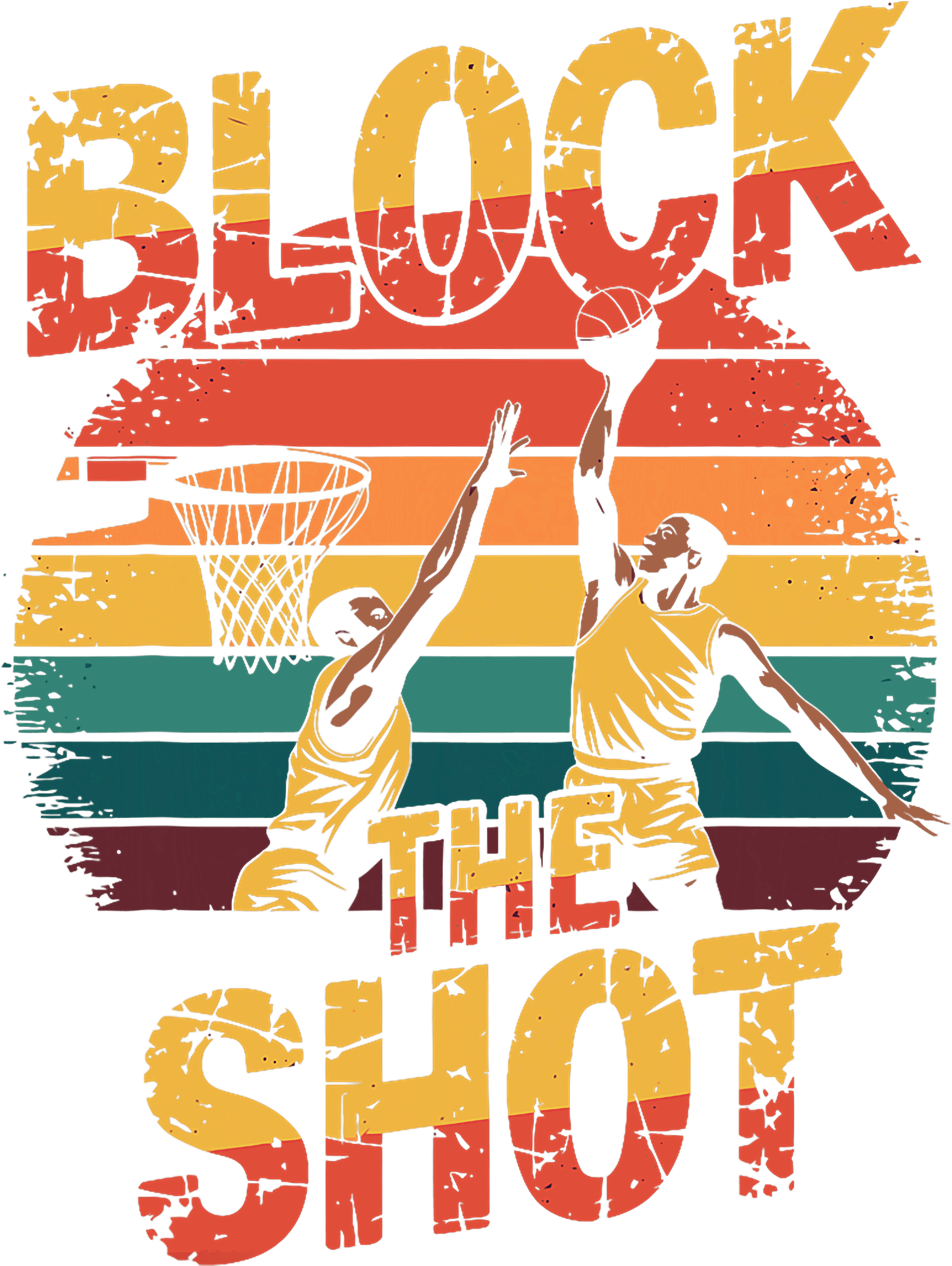 Block The Shot Vintage Basketball DTF Transfer