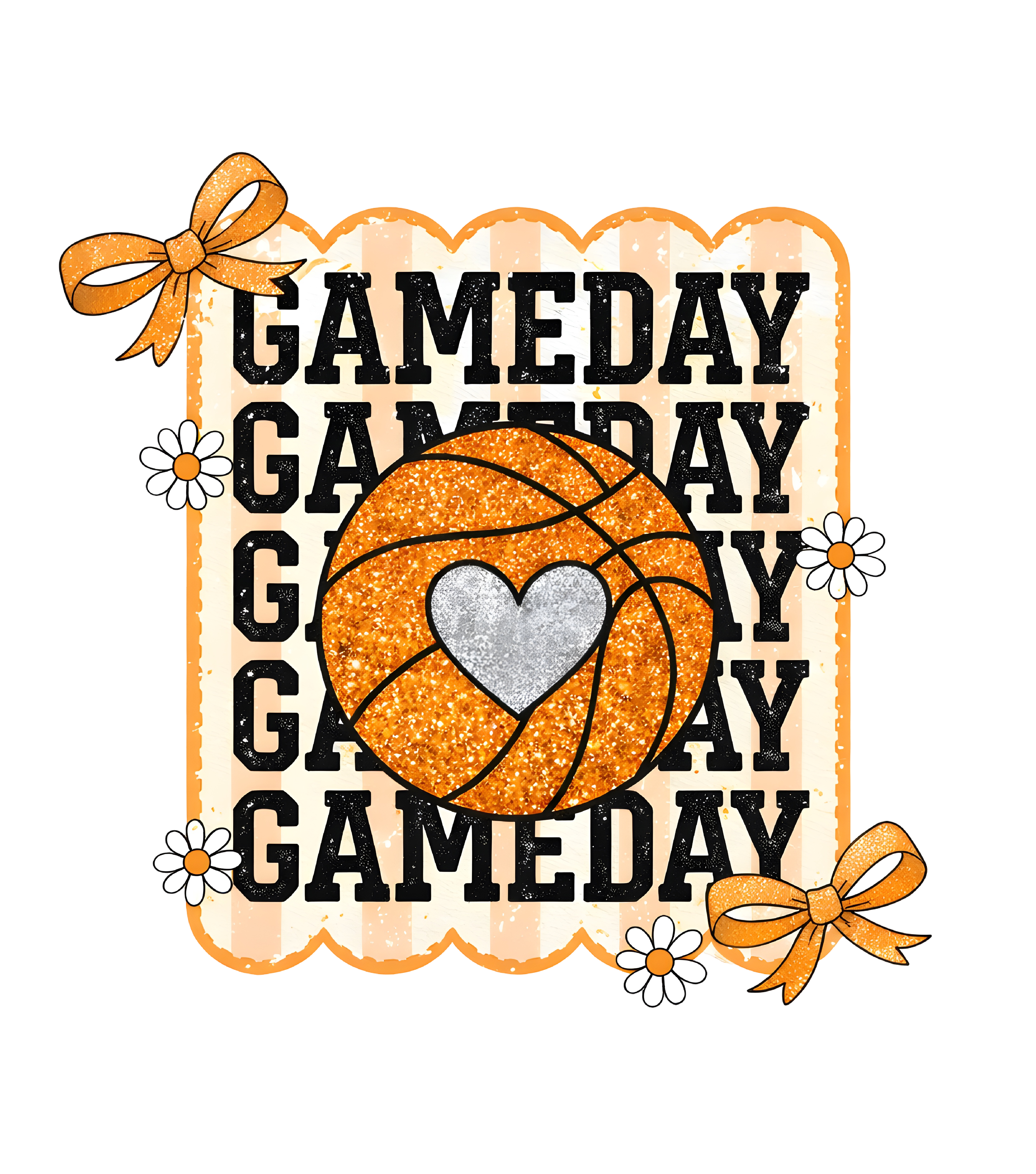Glitter Basketball Game Day DTF Transfer