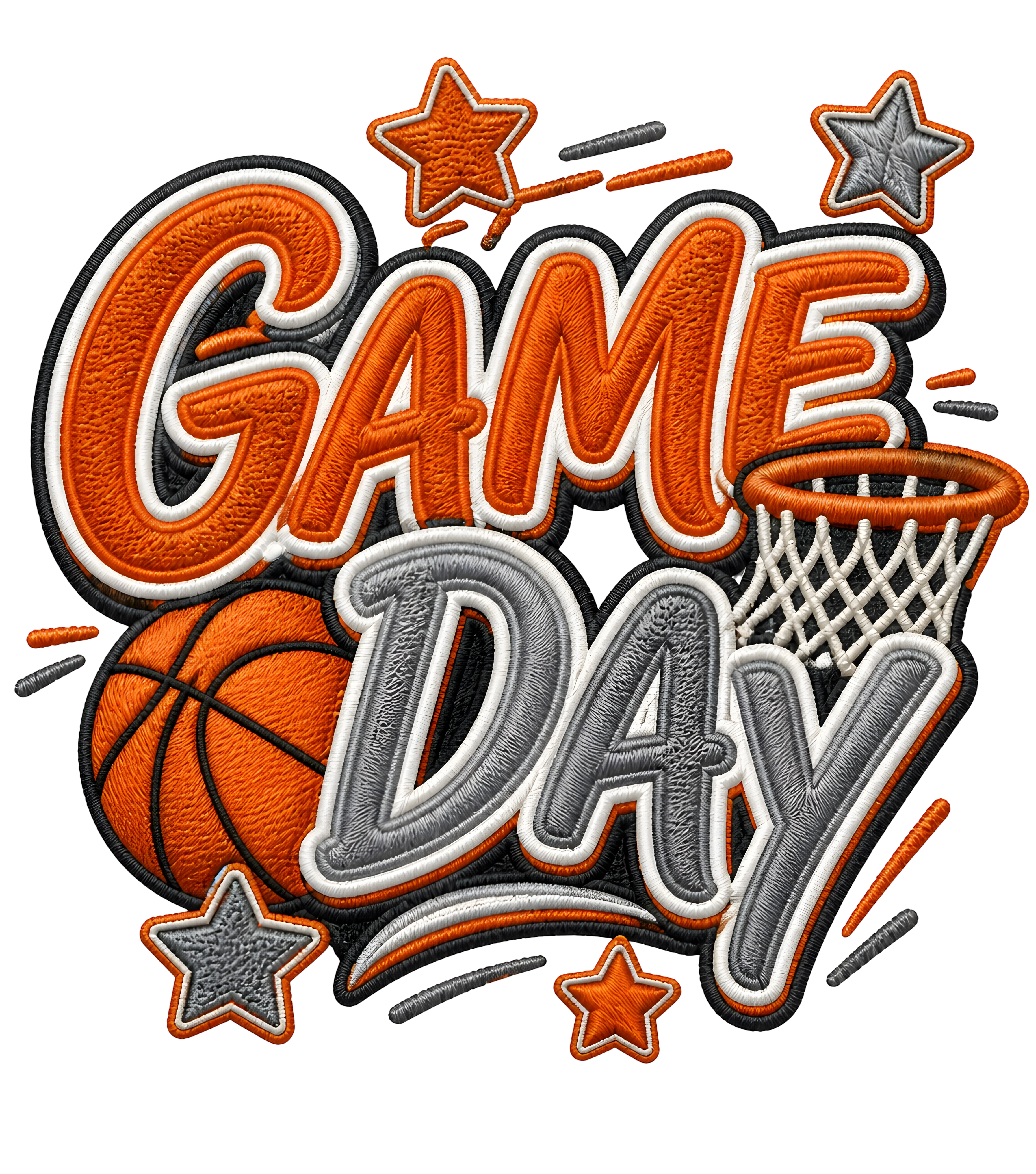Embroidered Basketball Game Day DTF Transfer