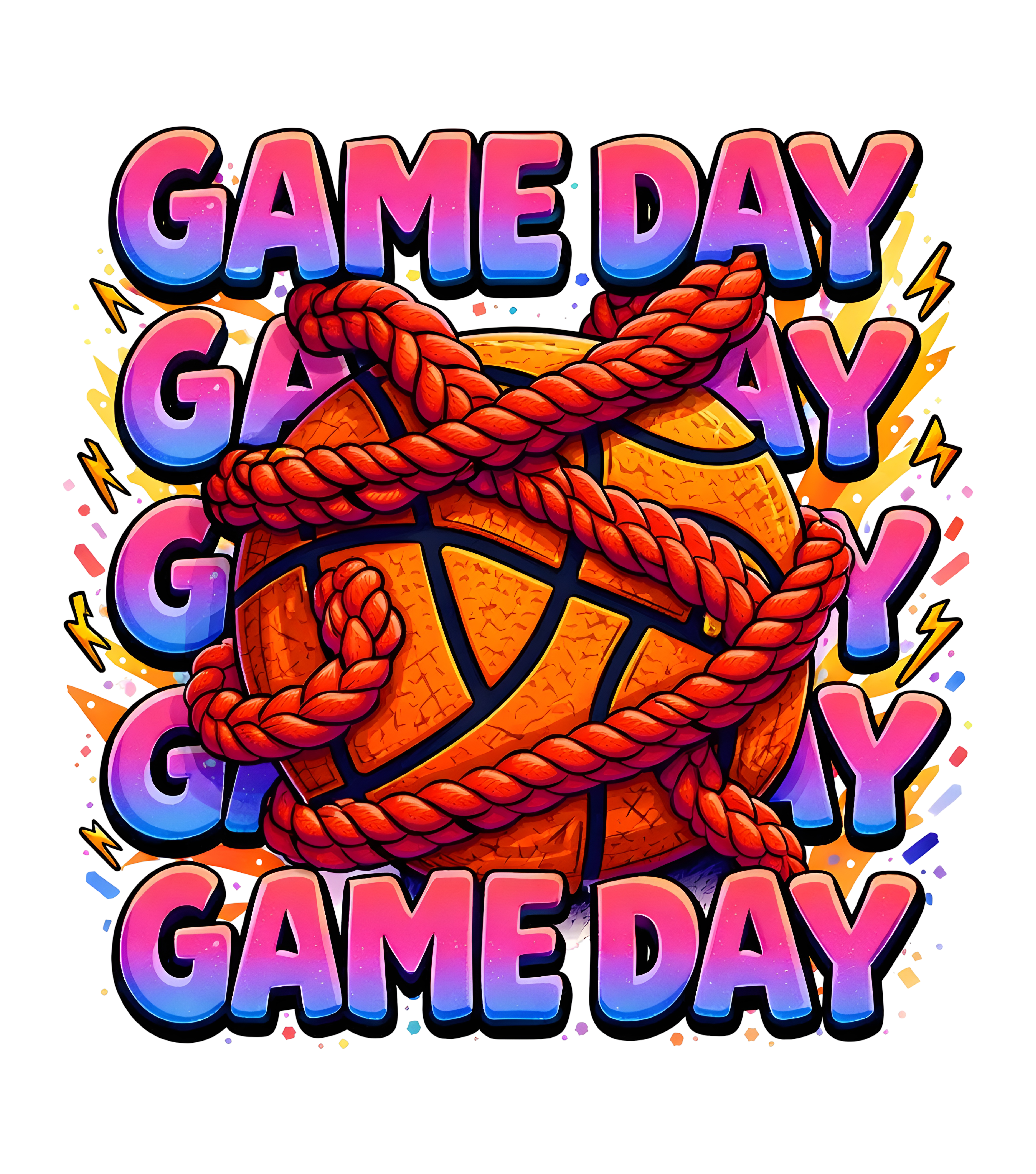 Colorful Basketball Game Day DTF Transfer