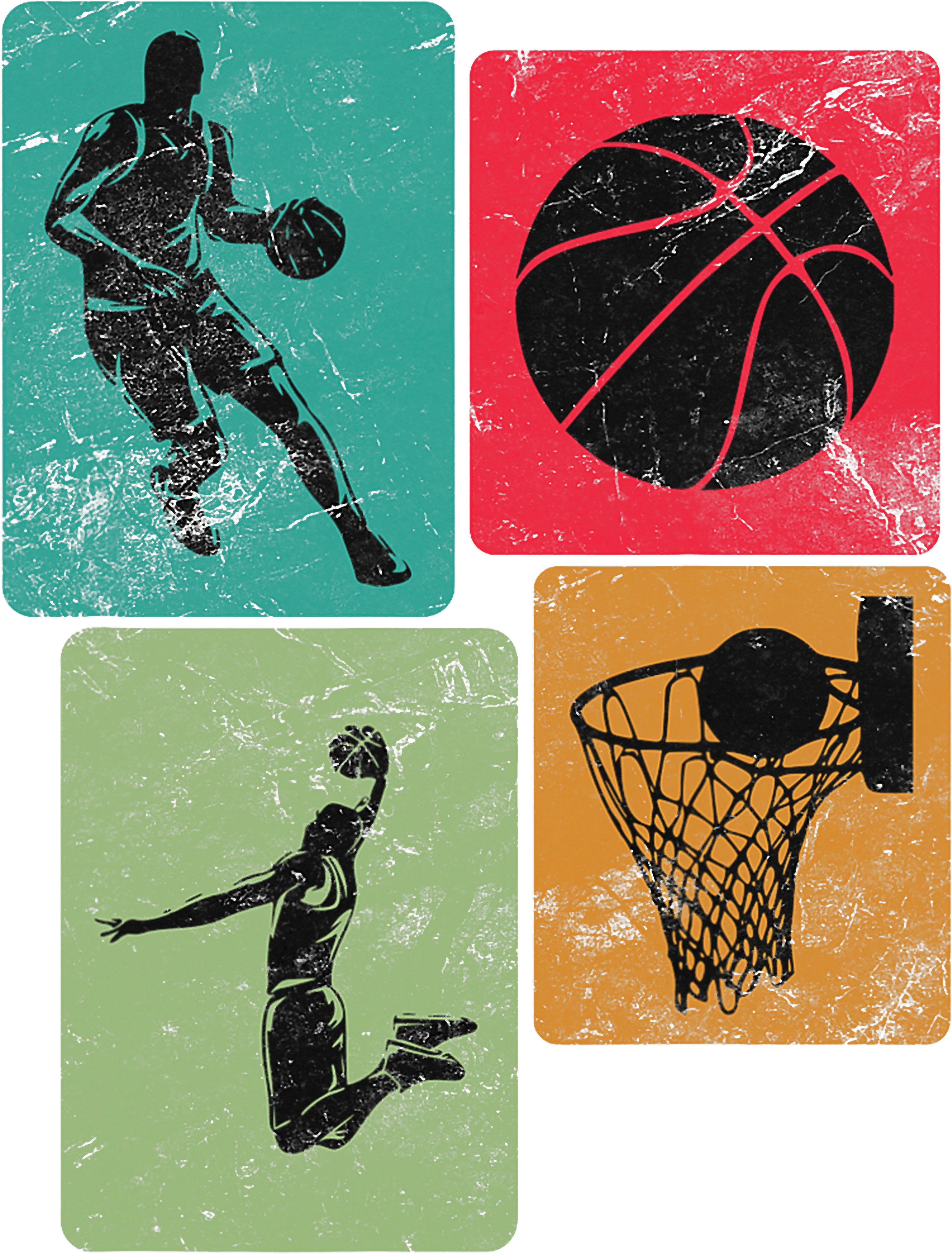 Vintage Basketball Icons Collage DTF Transfer