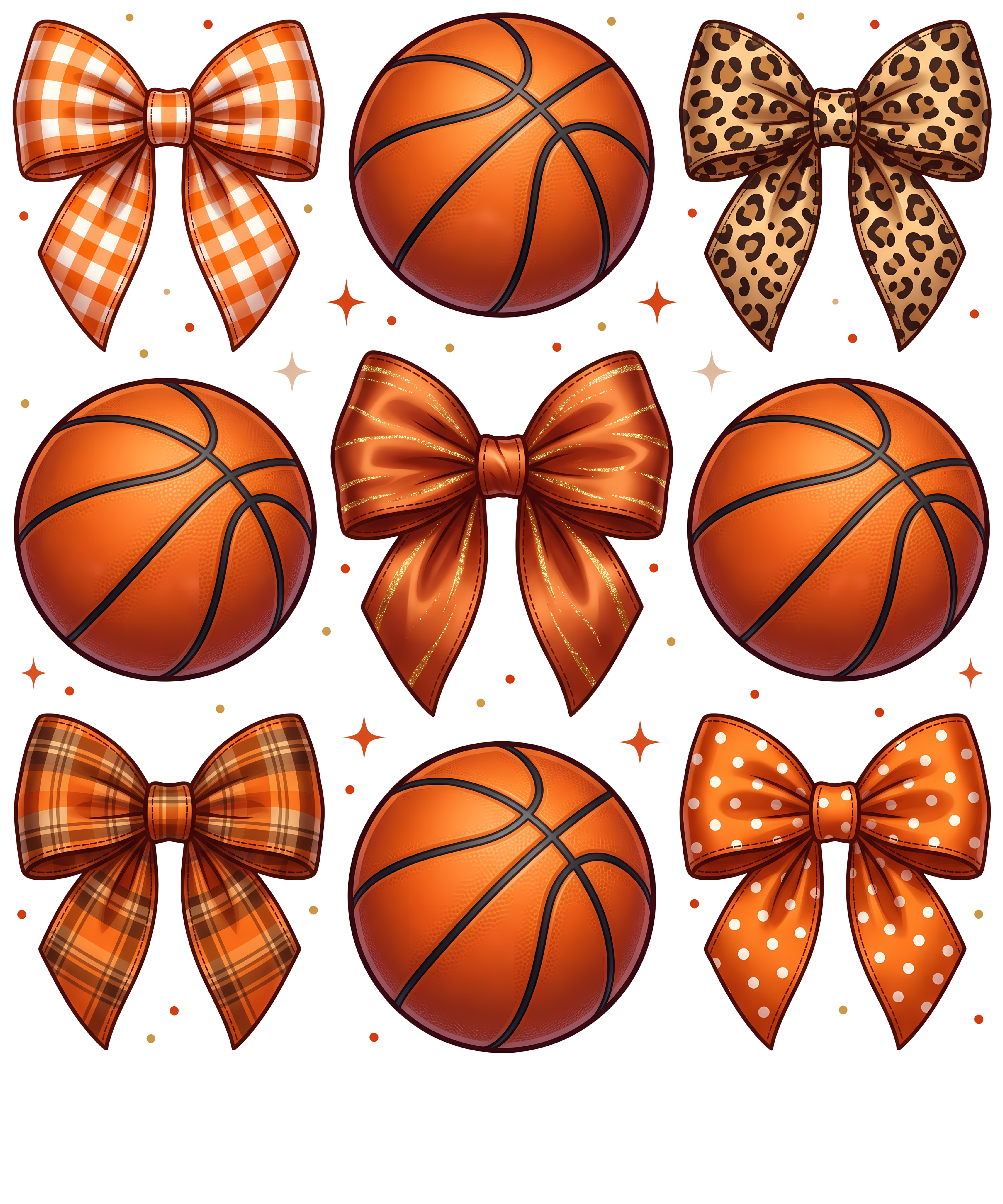Basketball Bows Pattern DTF Transfer