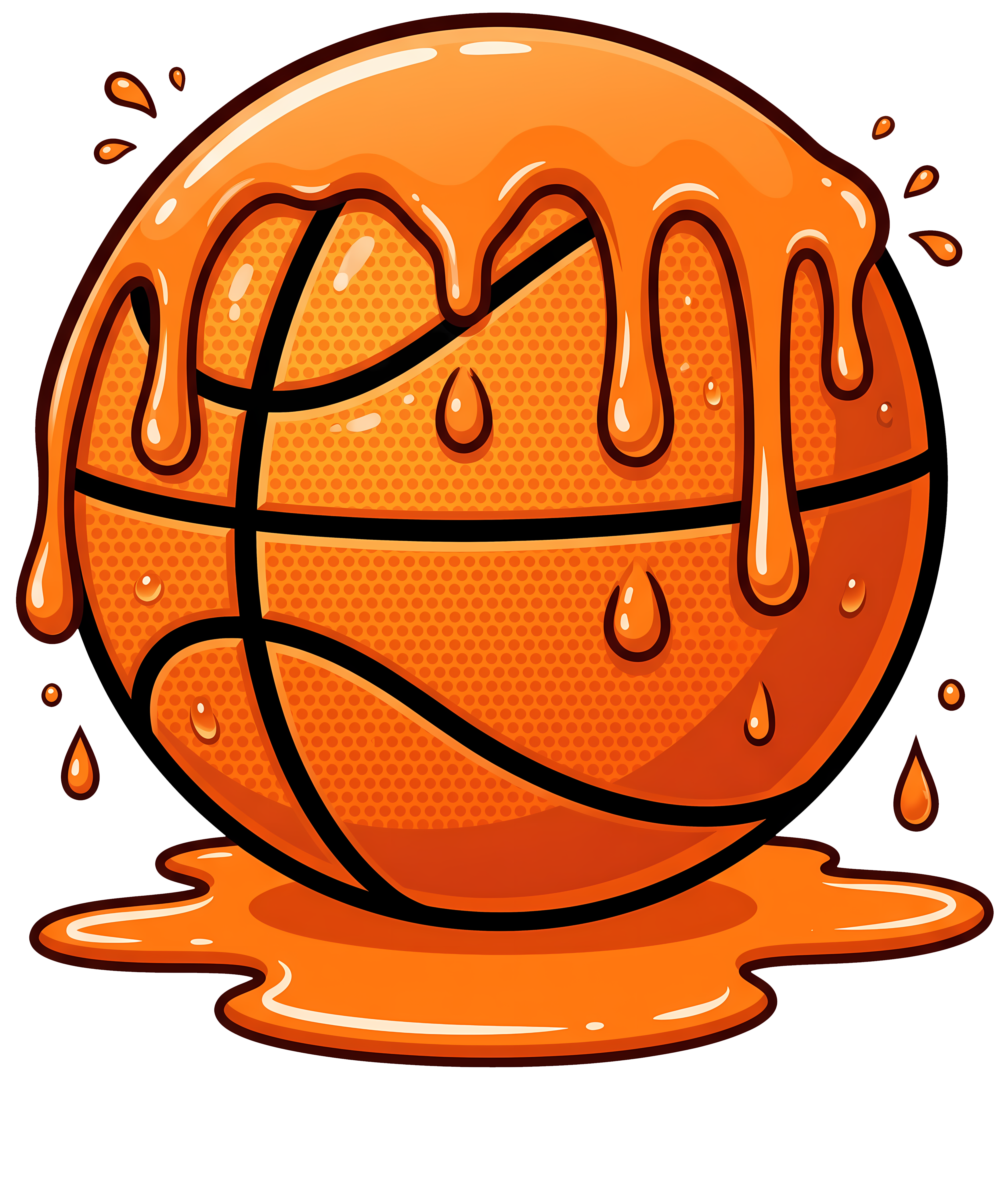 Melting Basketball Design DTF Transfer