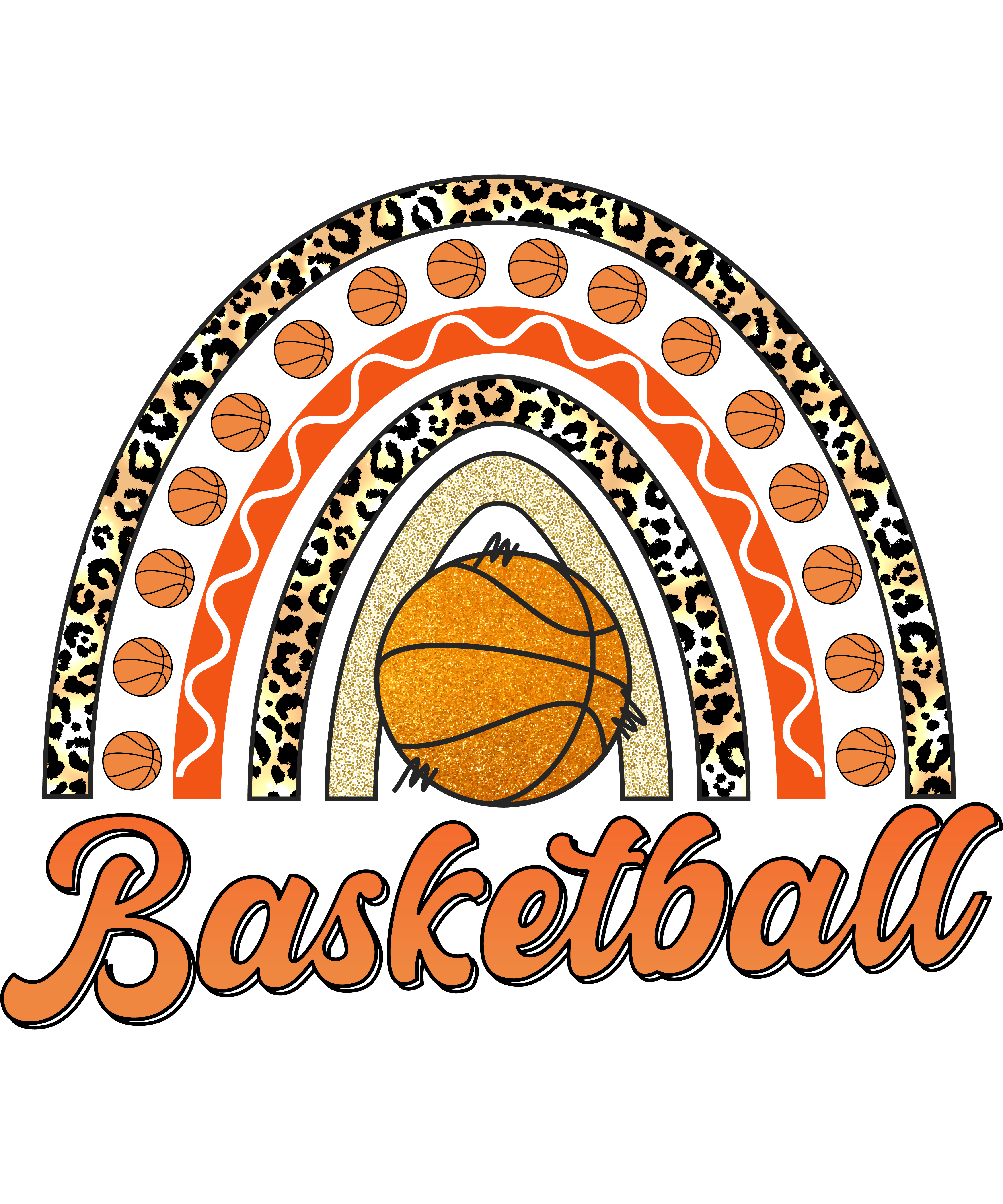 Leopard Rainbow Basketball DTF Transfer