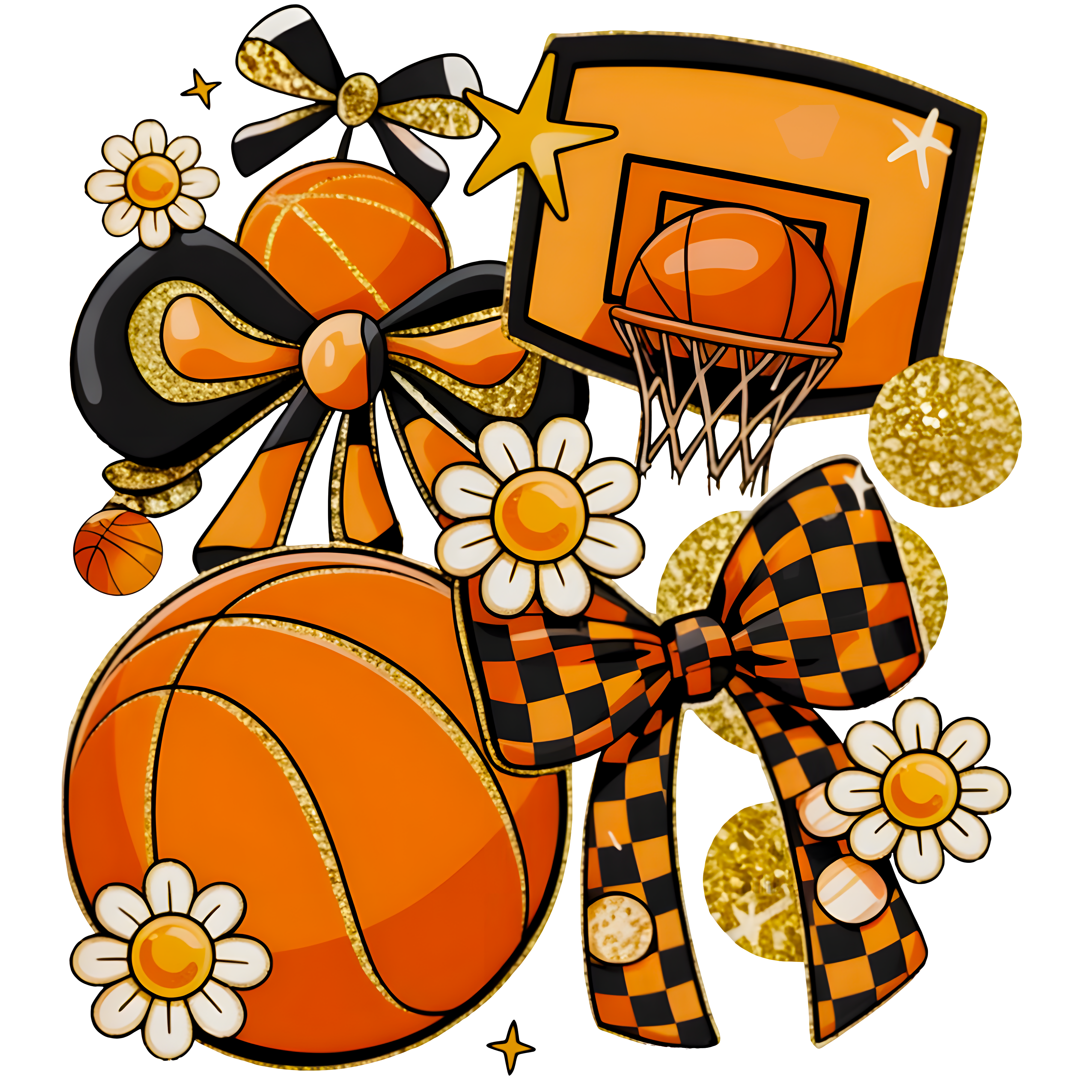 Basketball Bows And Daisies DTF Transfer
