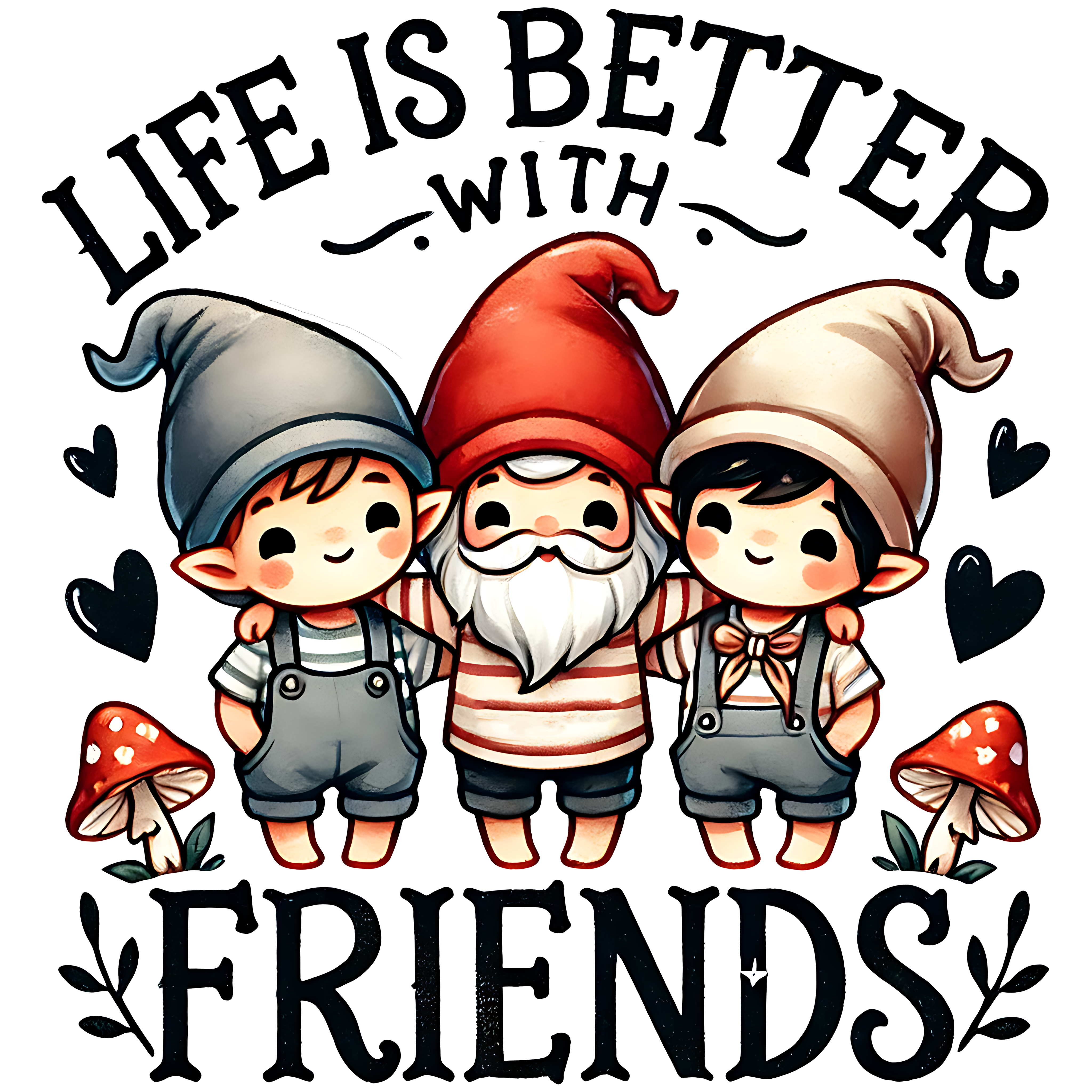Life Is Better With Friends Gnome DTF Transfer