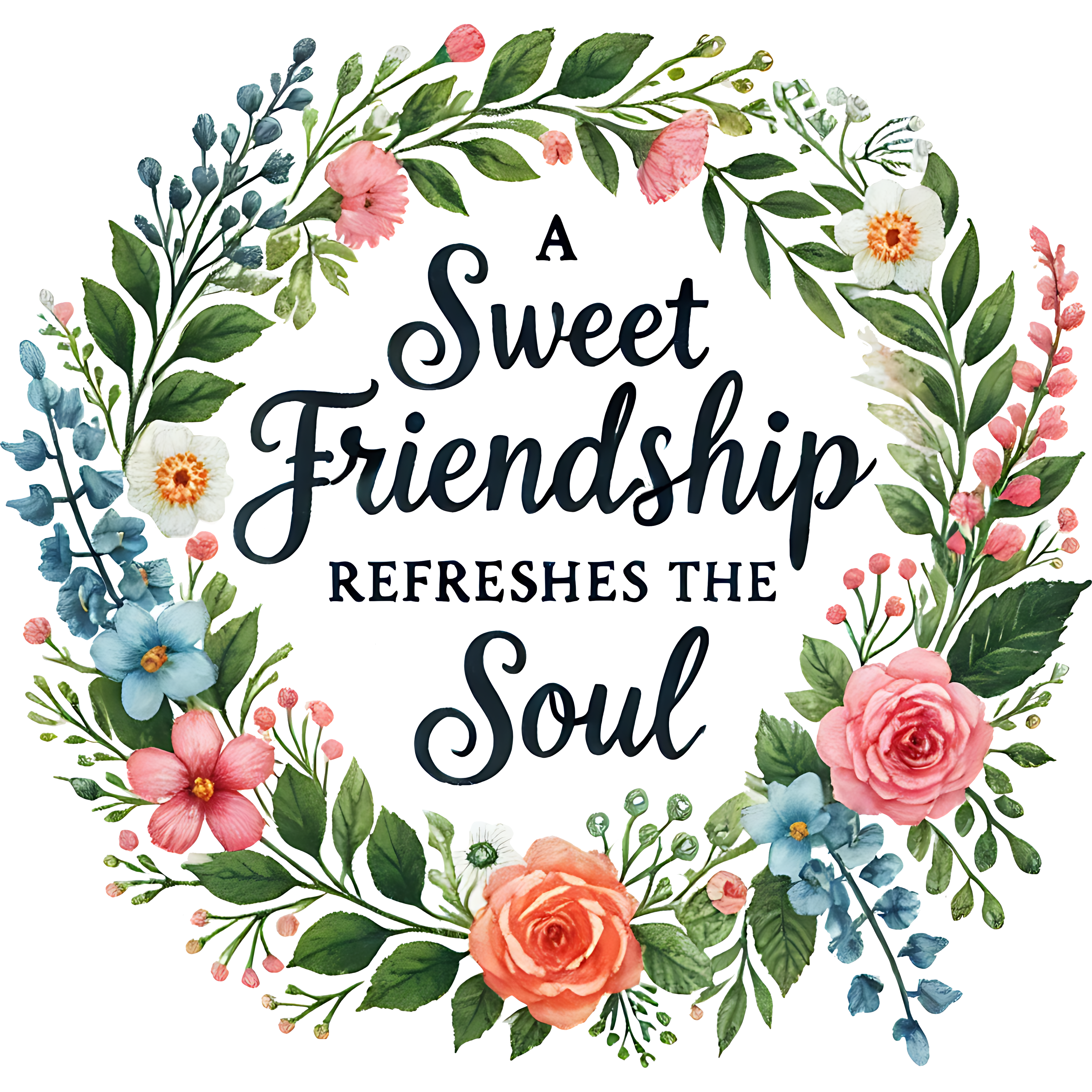 Sweet Friendship Floral Wreath DTF Transfer