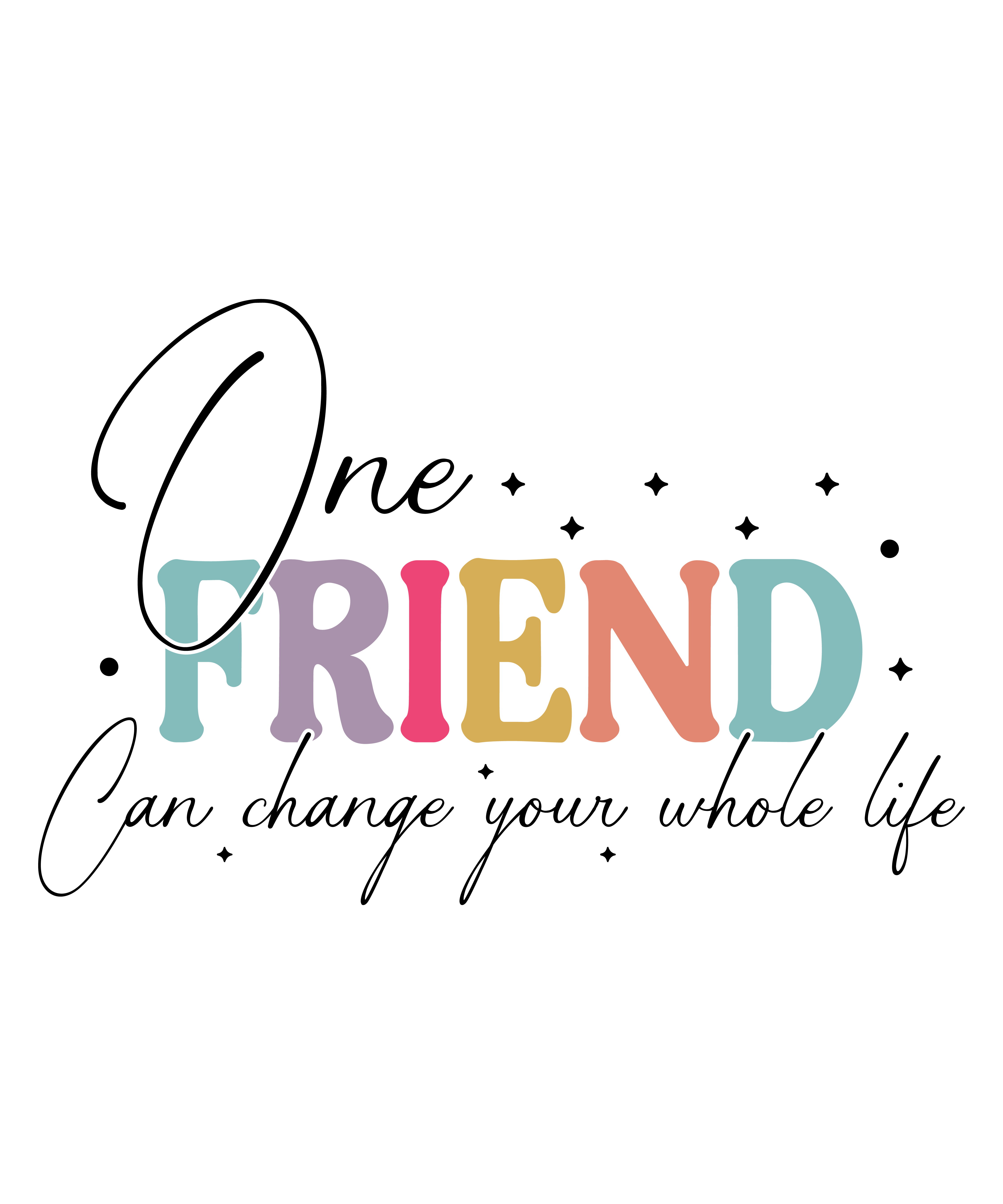 Colorful Friend Word Art DTF Transfer