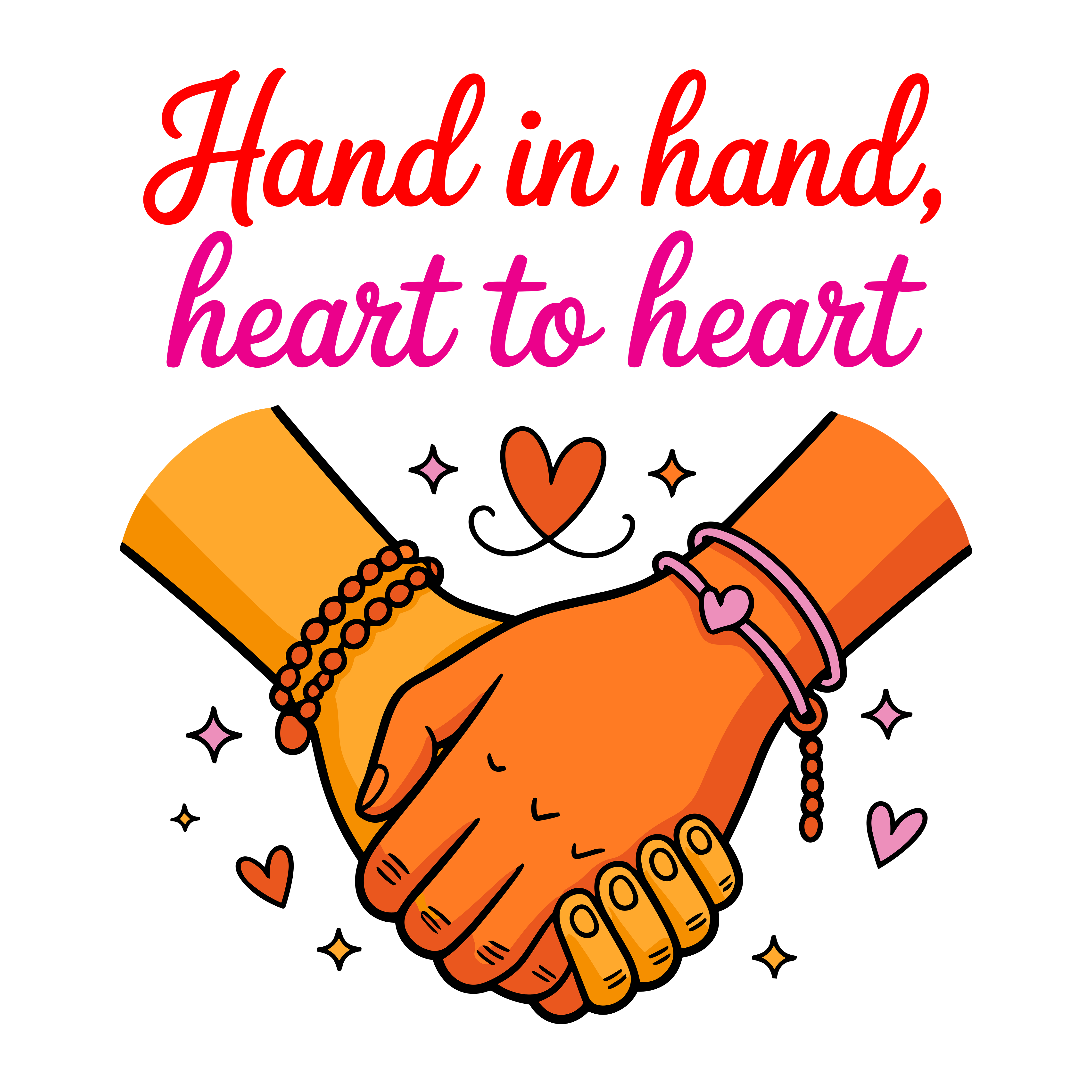 Hand In Hand Heart To Heart DTF Transfer