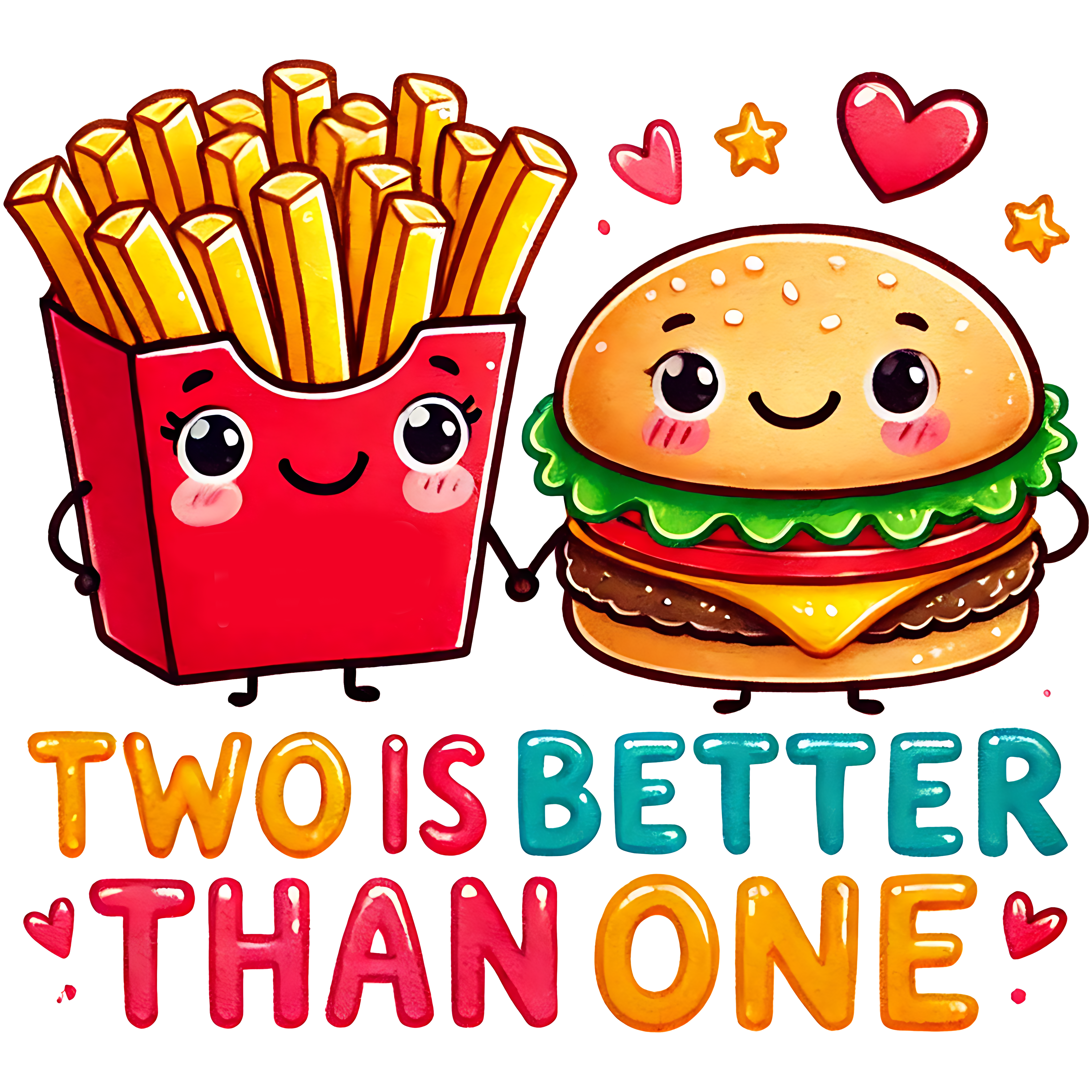 Fries And Burger Best Friends DTF Transfer