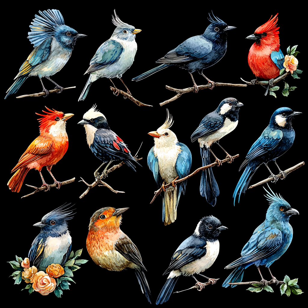 Bright Birds On Branches DTF Transfer