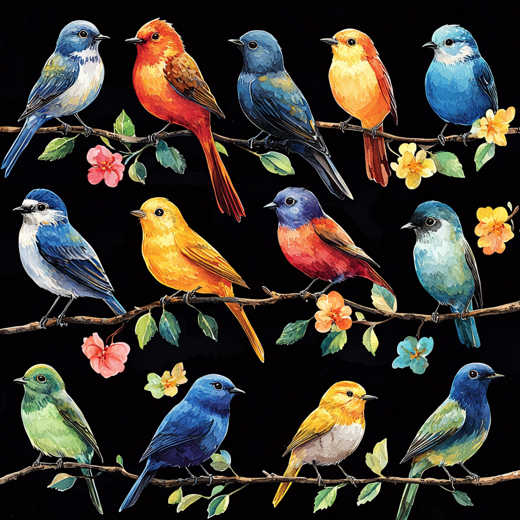 Enchanted Bird Illustrations DTF Transfer