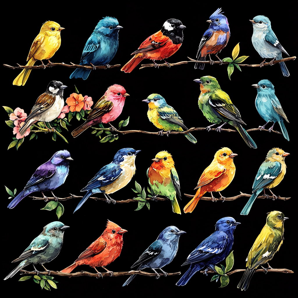 Watercolor Garden Birds DTF Transfer