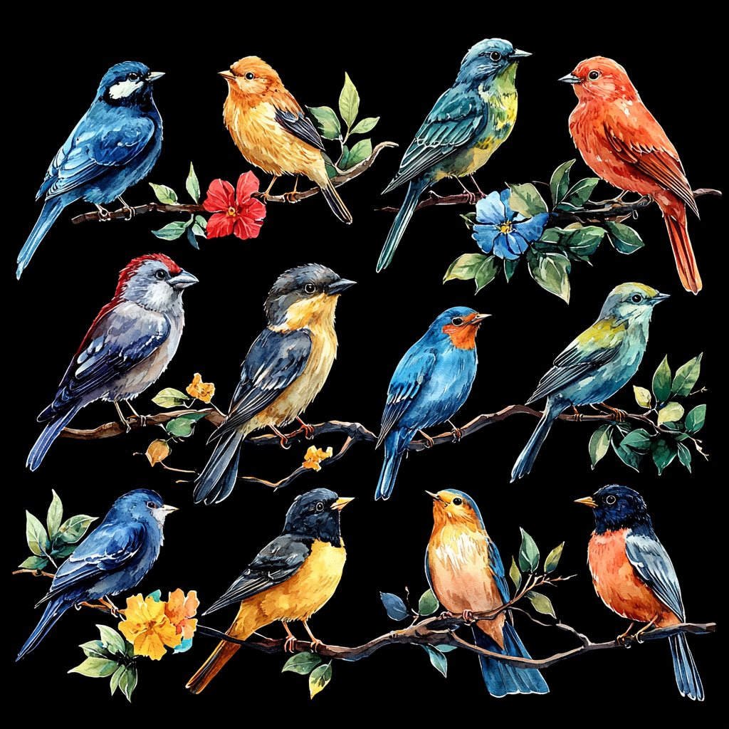 Bright Beaks And Blossoms DTF Transfer