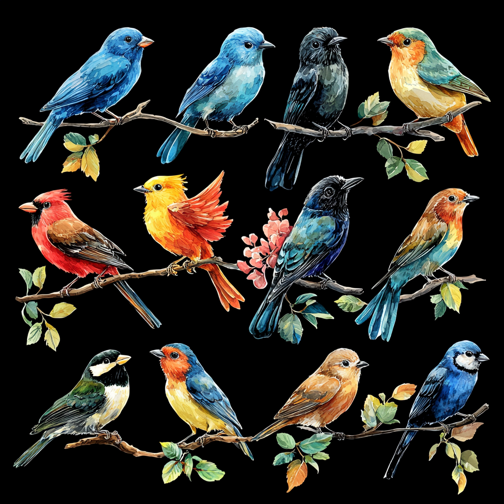Perched Songbirds Gallery DTF Transfer